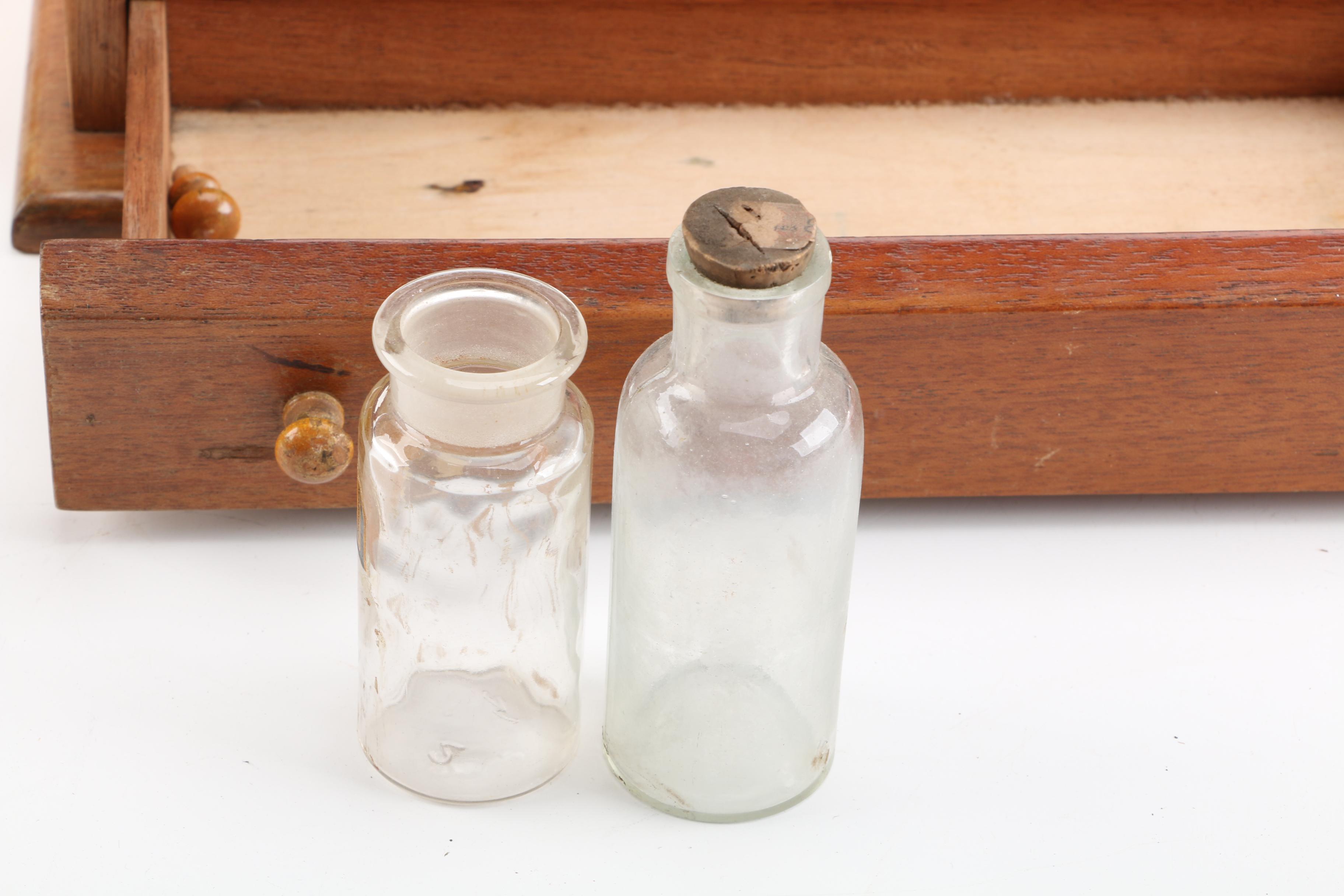 Vintage Traveling Apothecary Chest with Bottles
