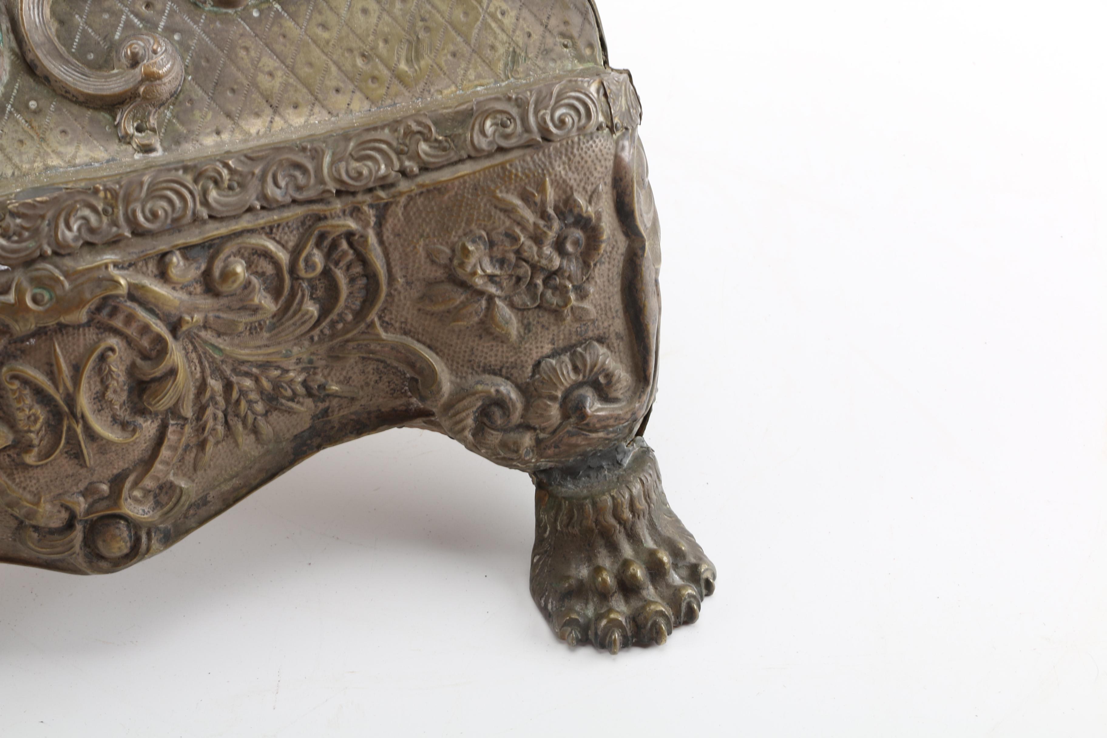 Antique Hammered Copper Relief Lecturn, Circa 18th C.