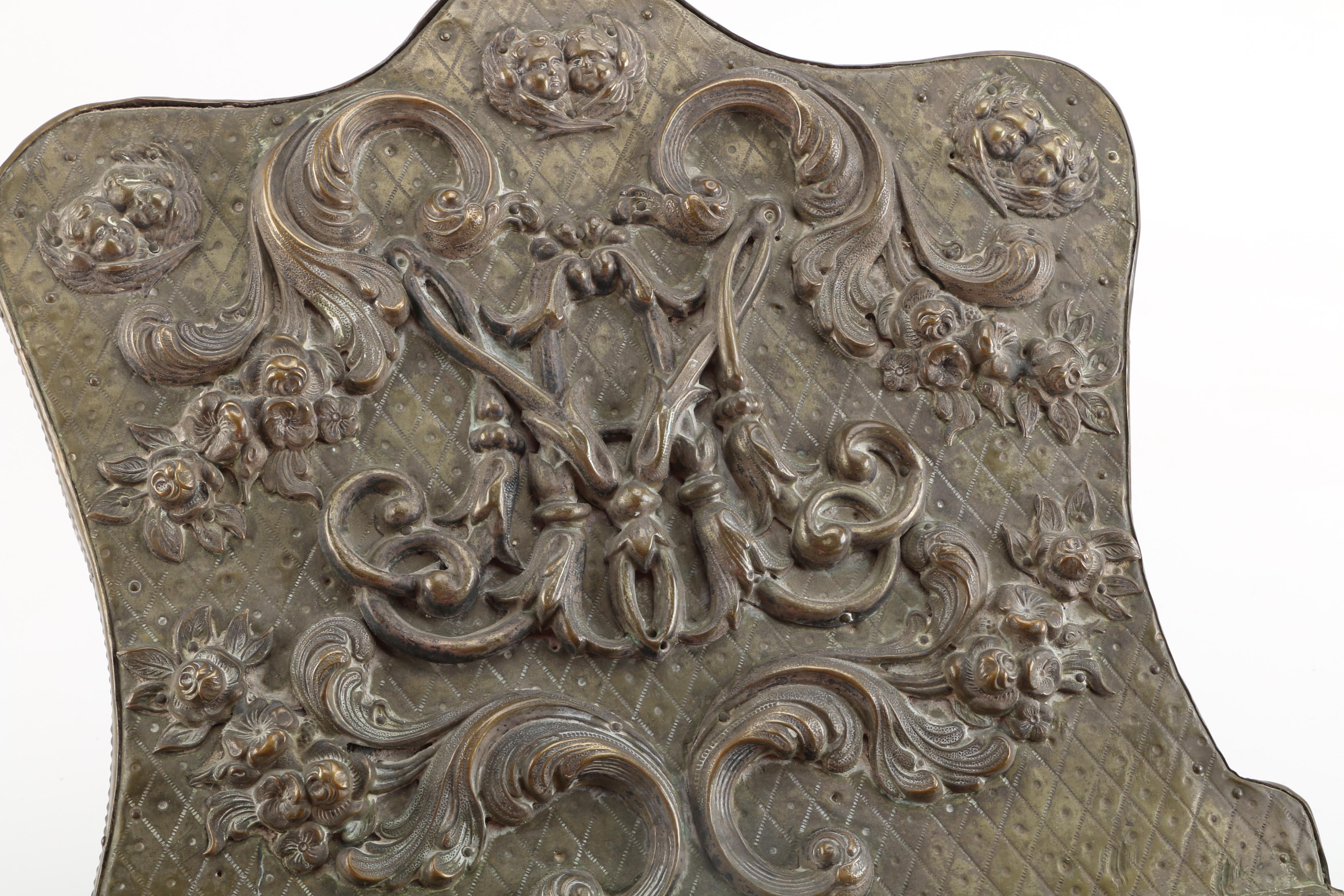 Antique Hammered Copper Relief Lecturn, Circa 18th C.