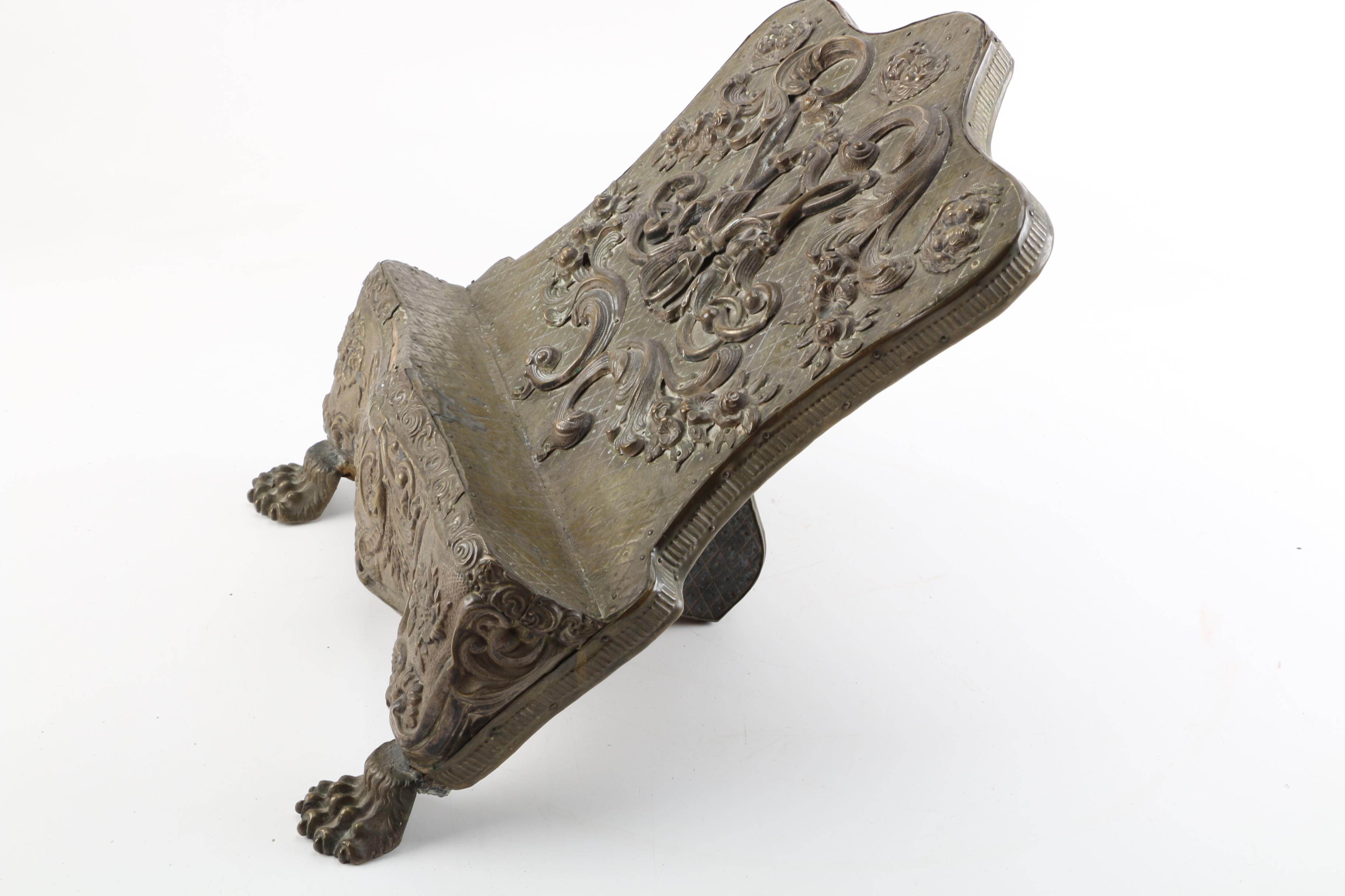 Antique Hammered Copper Relief Lecturn, Circa 18th C.