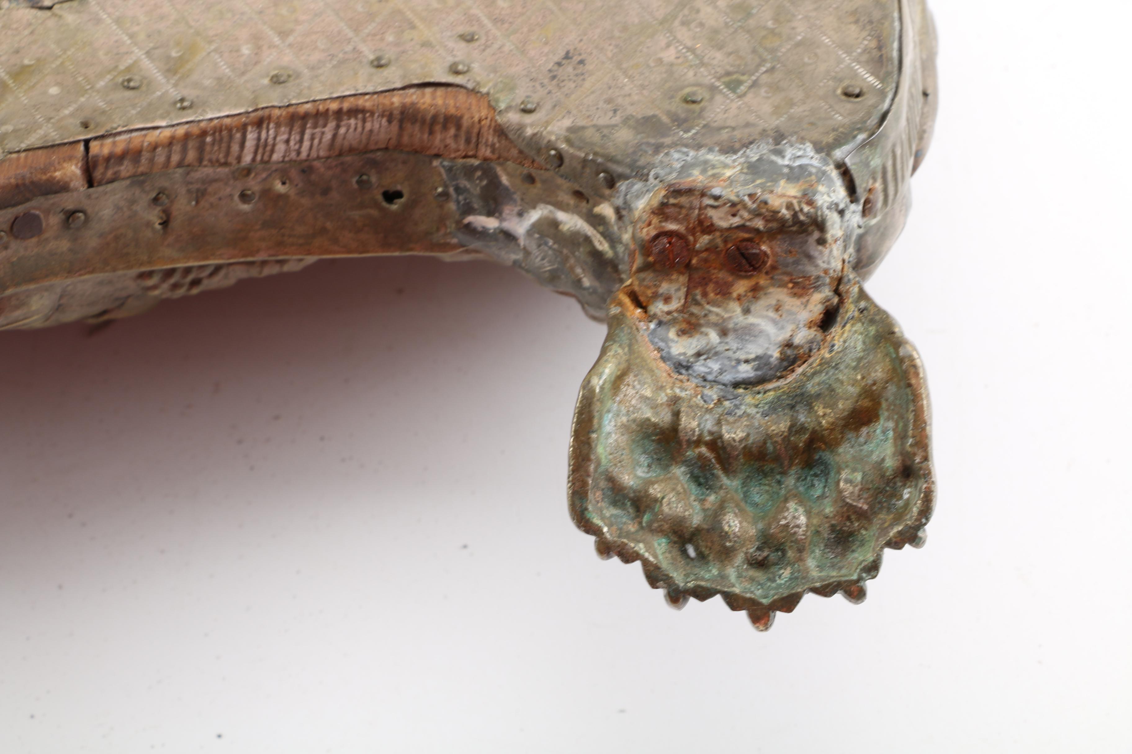 Antique Hammered Copper Relief Lecturn, Circa 18th C.