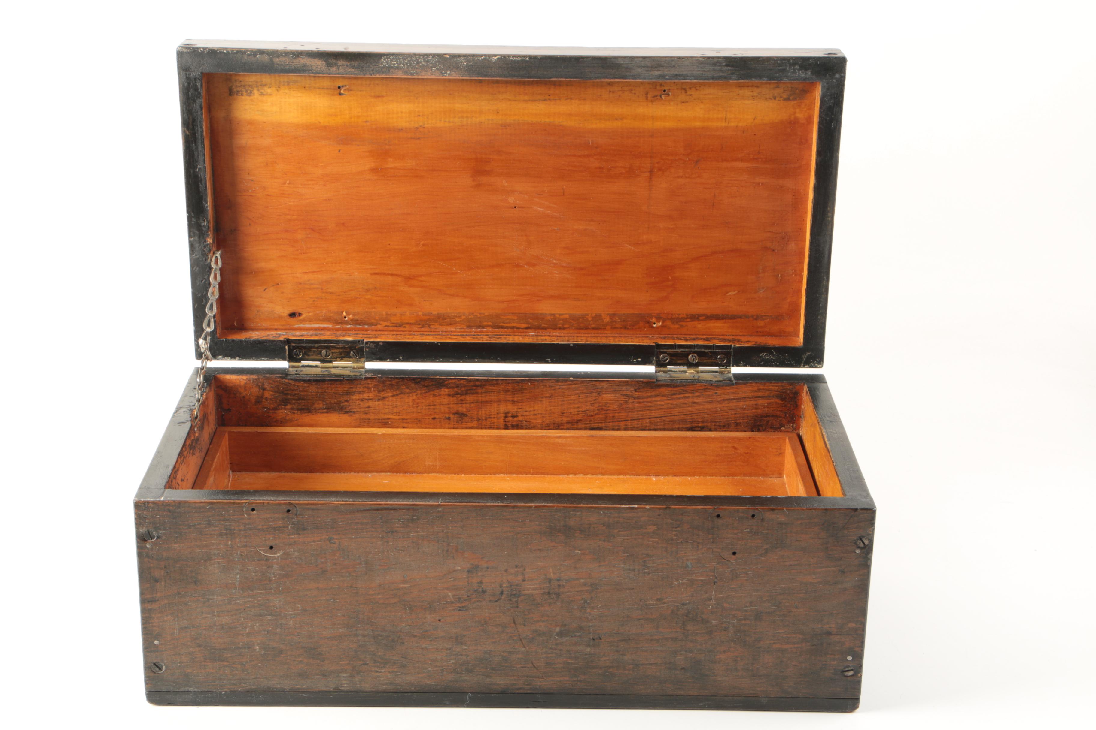 Vintage Oak Chest with Hand-Painted Strawberry Motif