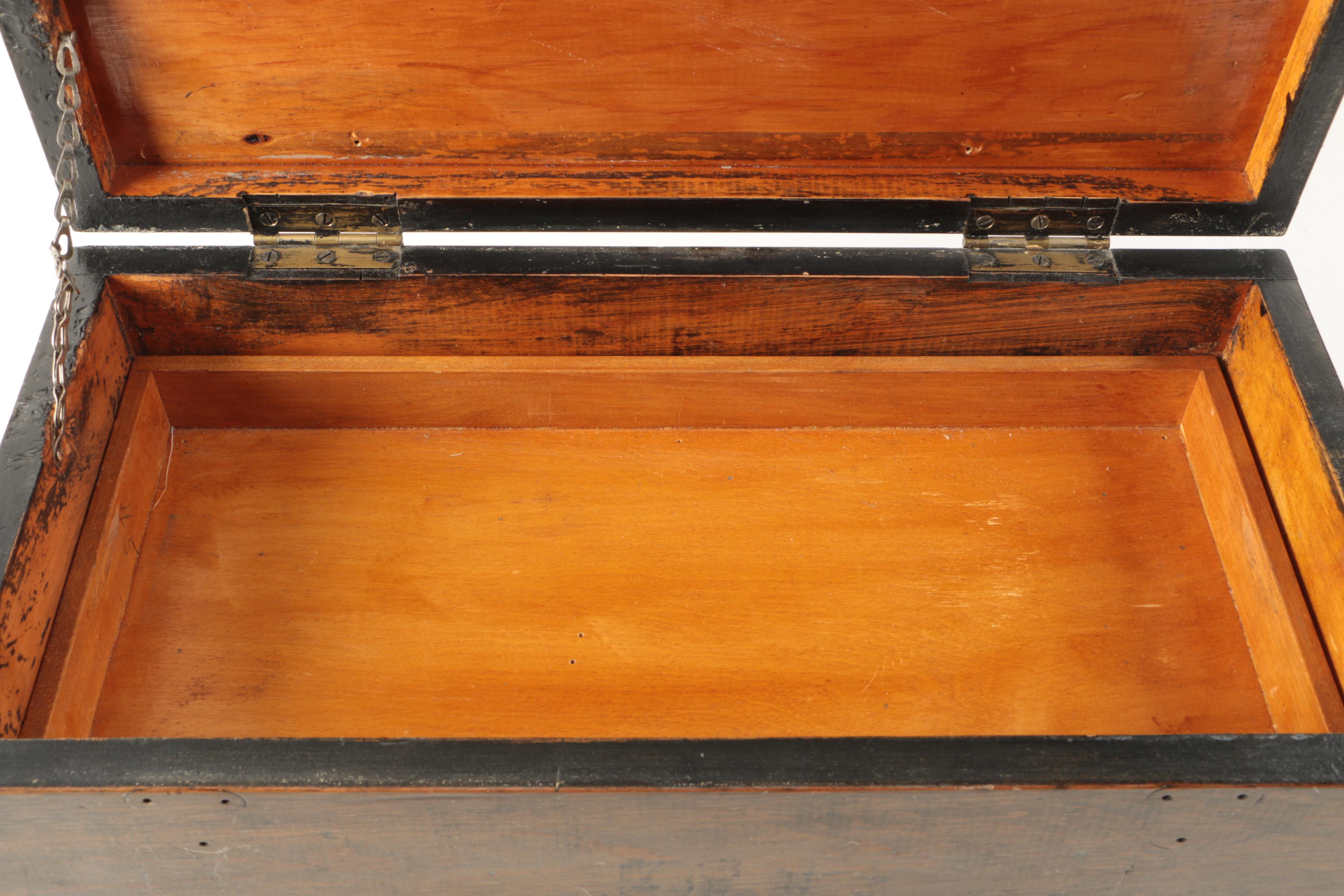 Vintage Oak Chest with Hand-Painted Strawberry Motif