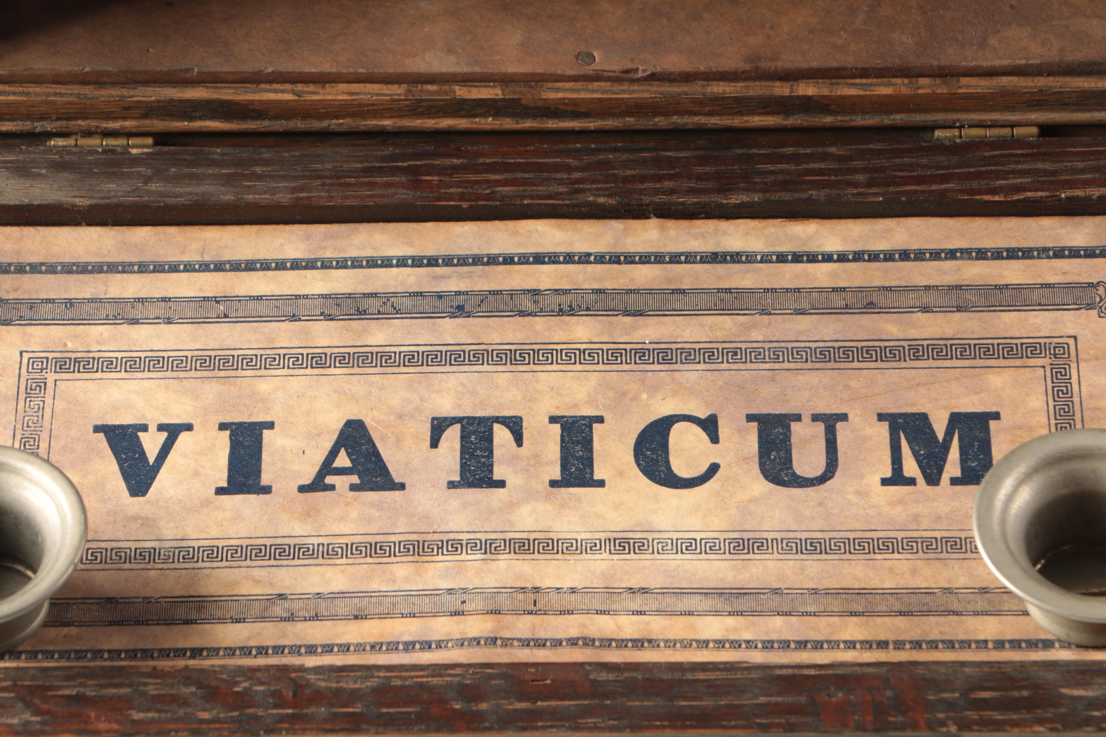 Antique Catholic Viaticum Last Rites and  Altar Cabinet