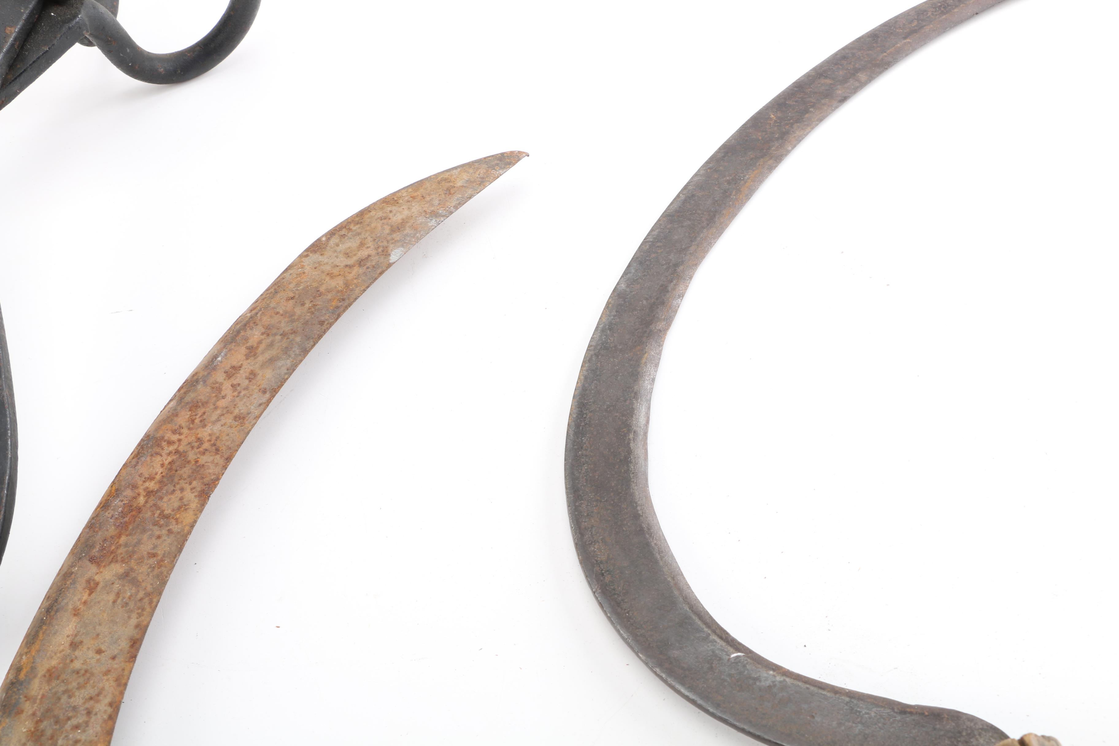 Lifting / Ice Tongs, Hay Hook, Hand Sickle and Hand Scythe