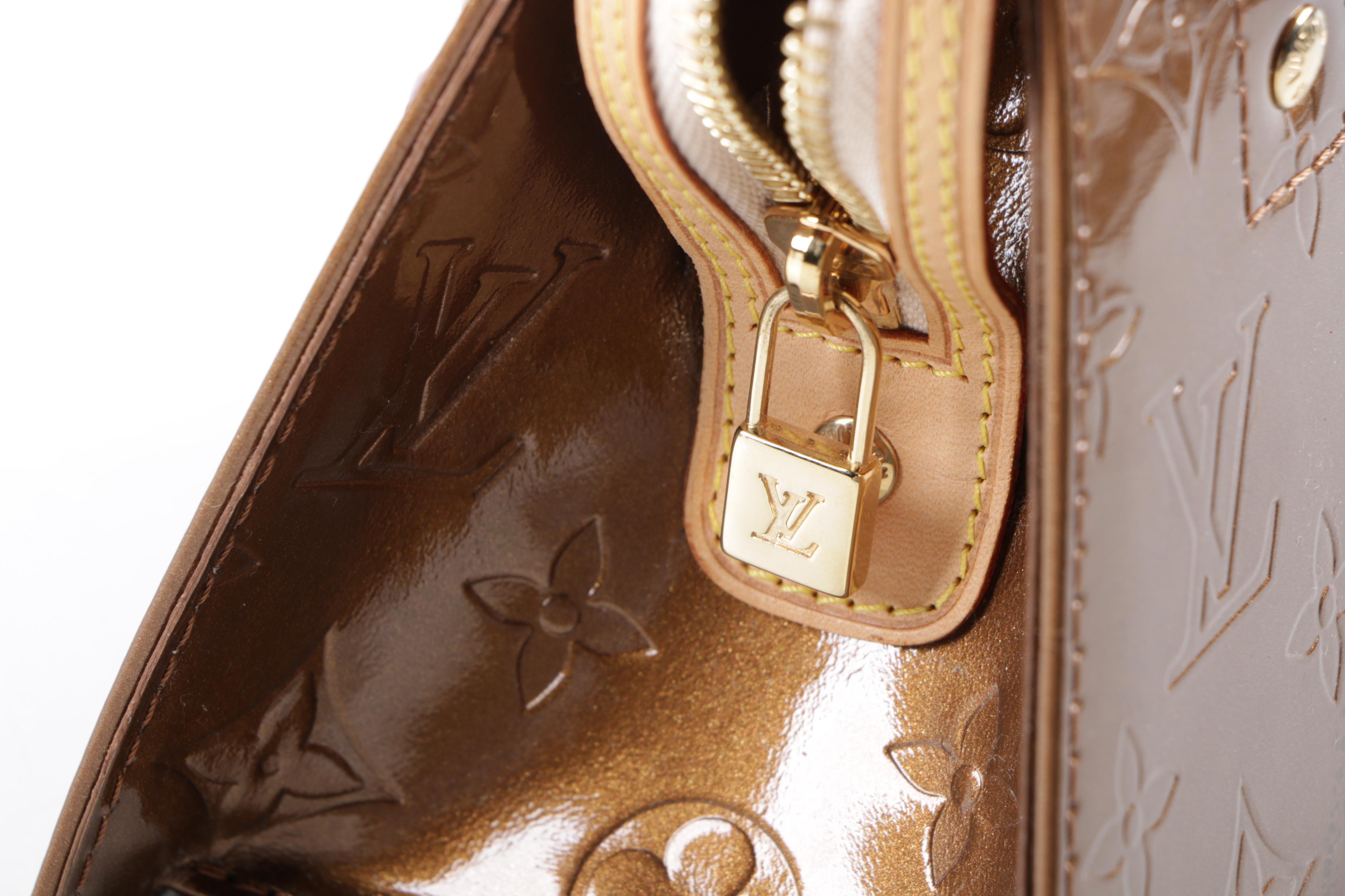 Louis Vuitton of Paris Forsyth Monogram Vernis Bronze Leather Handbag