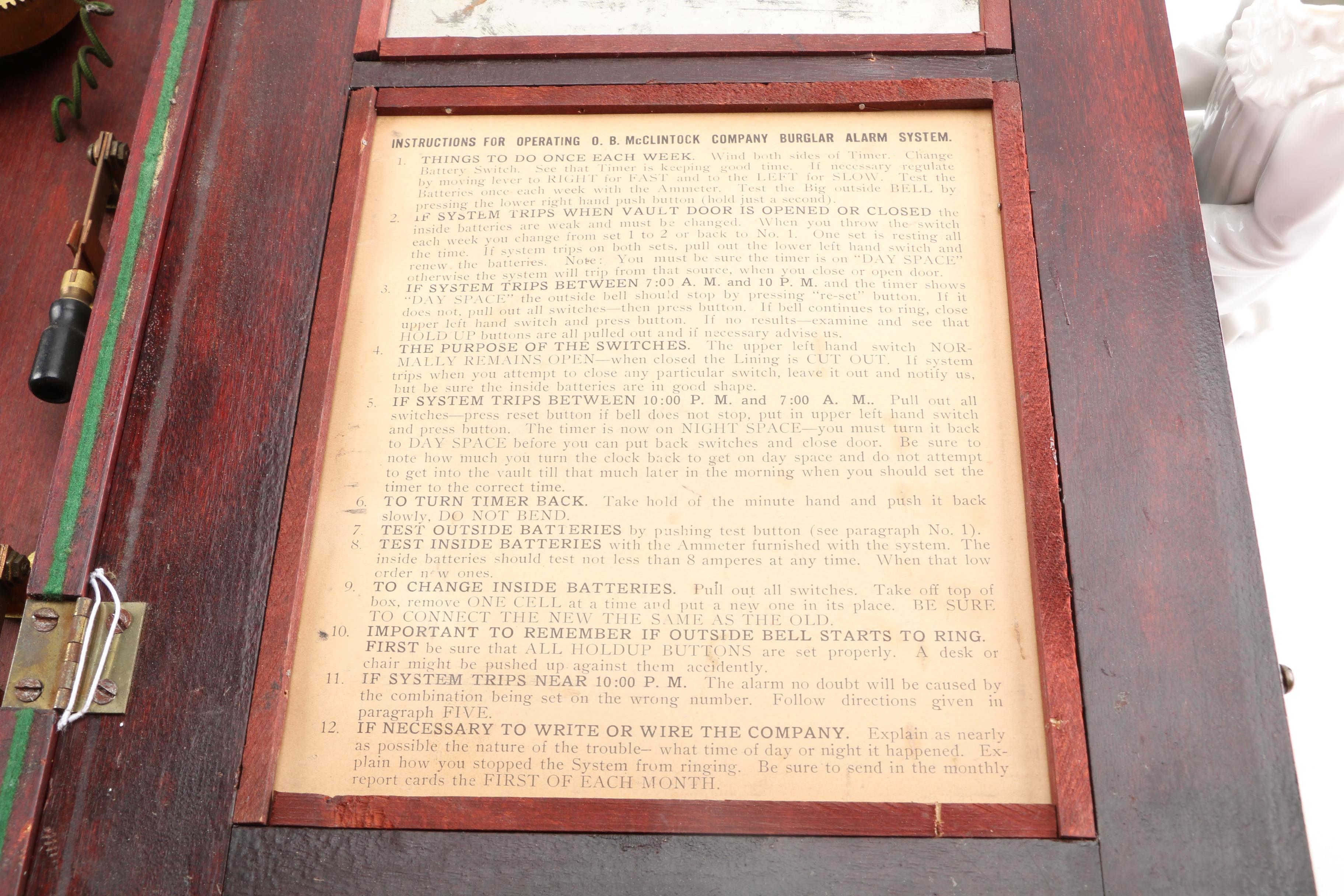 Antique O.B. Mclintock Bank Alarm System Control Box