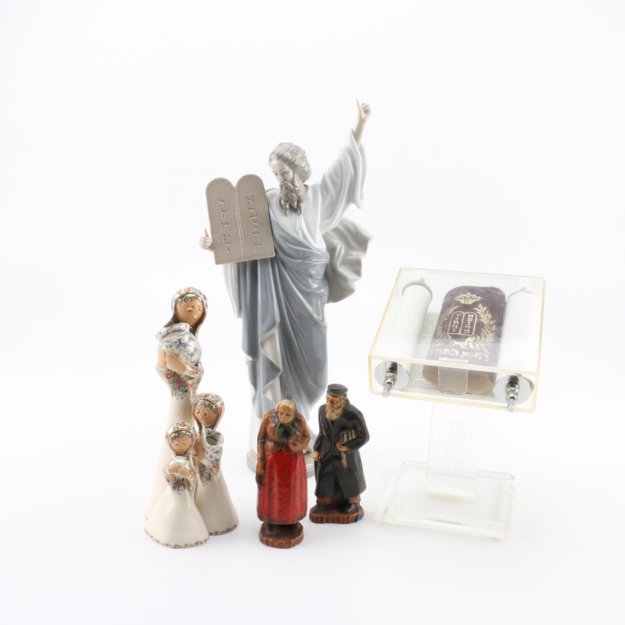 Lladro Porcelain Figurine with Related Religious Items