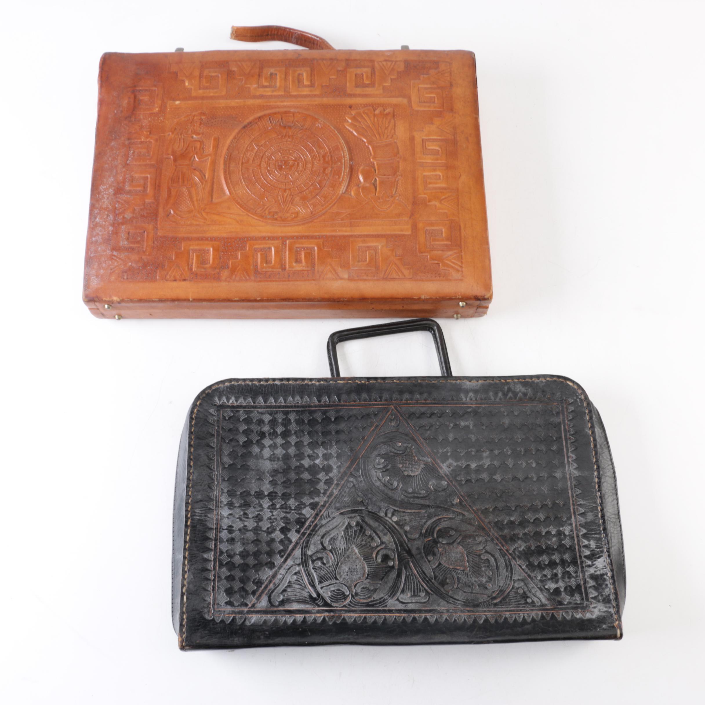 Vintage Tooled Leather Attaché Cases