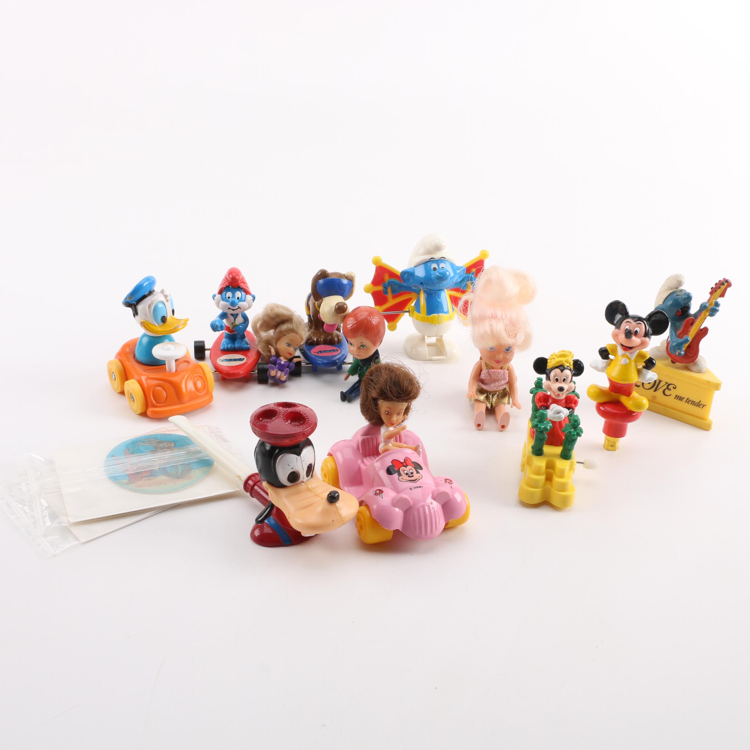 Plastic Toys Including Disney and The Smurfs