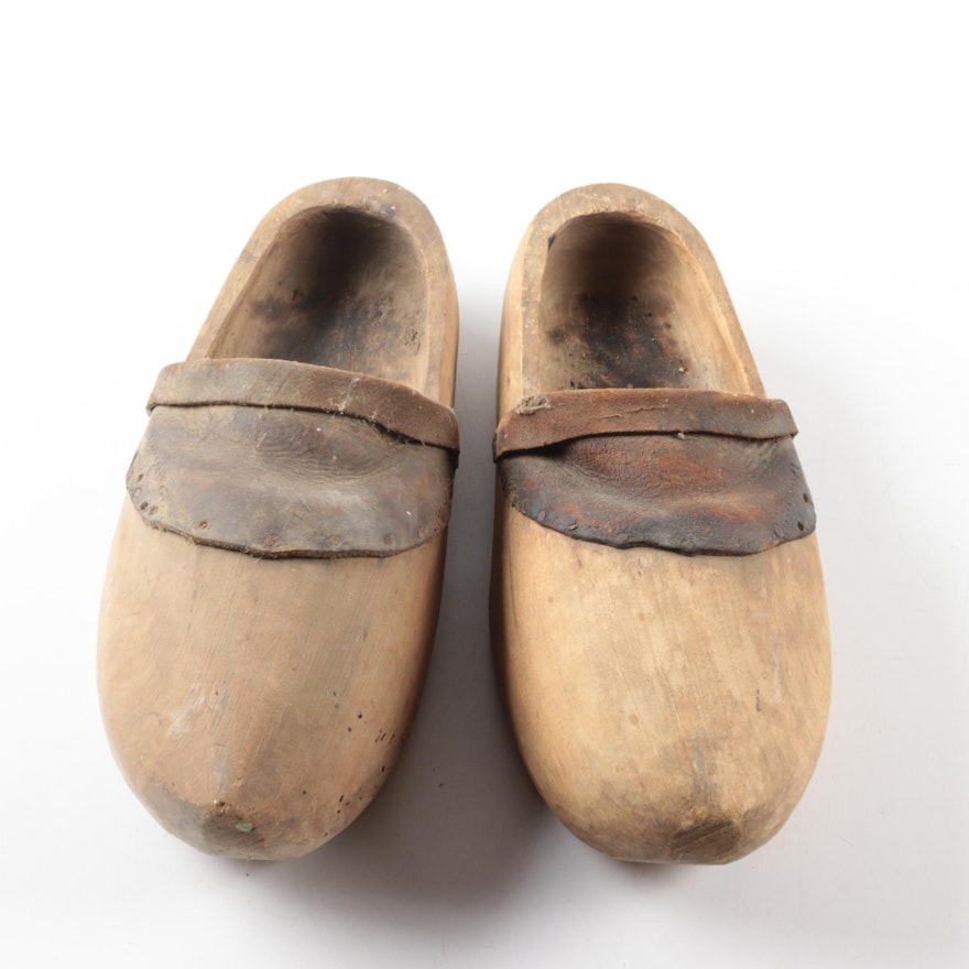 Vintage Carved Wooden Shoes