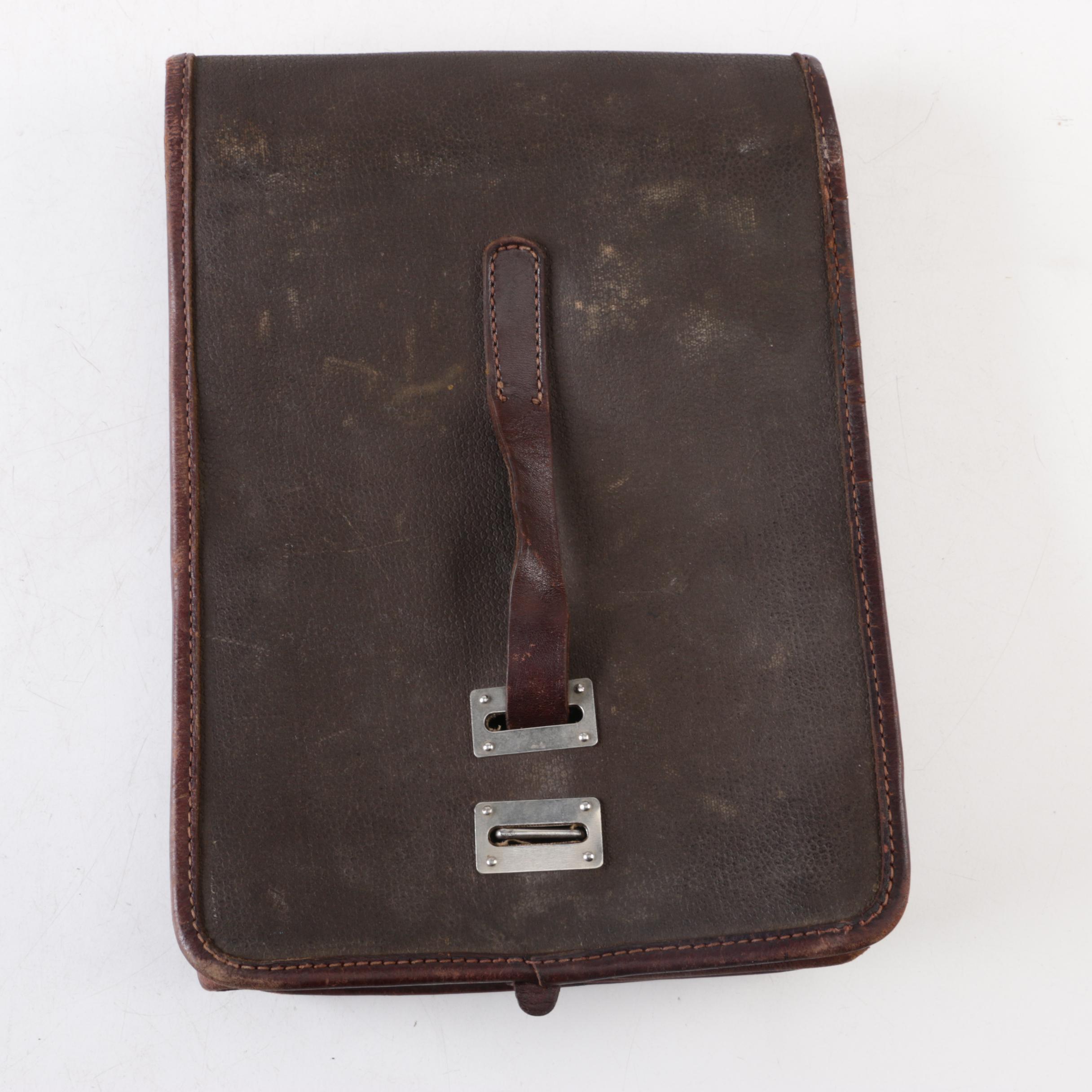 Vintage Leather Briefcase and Document Pouch