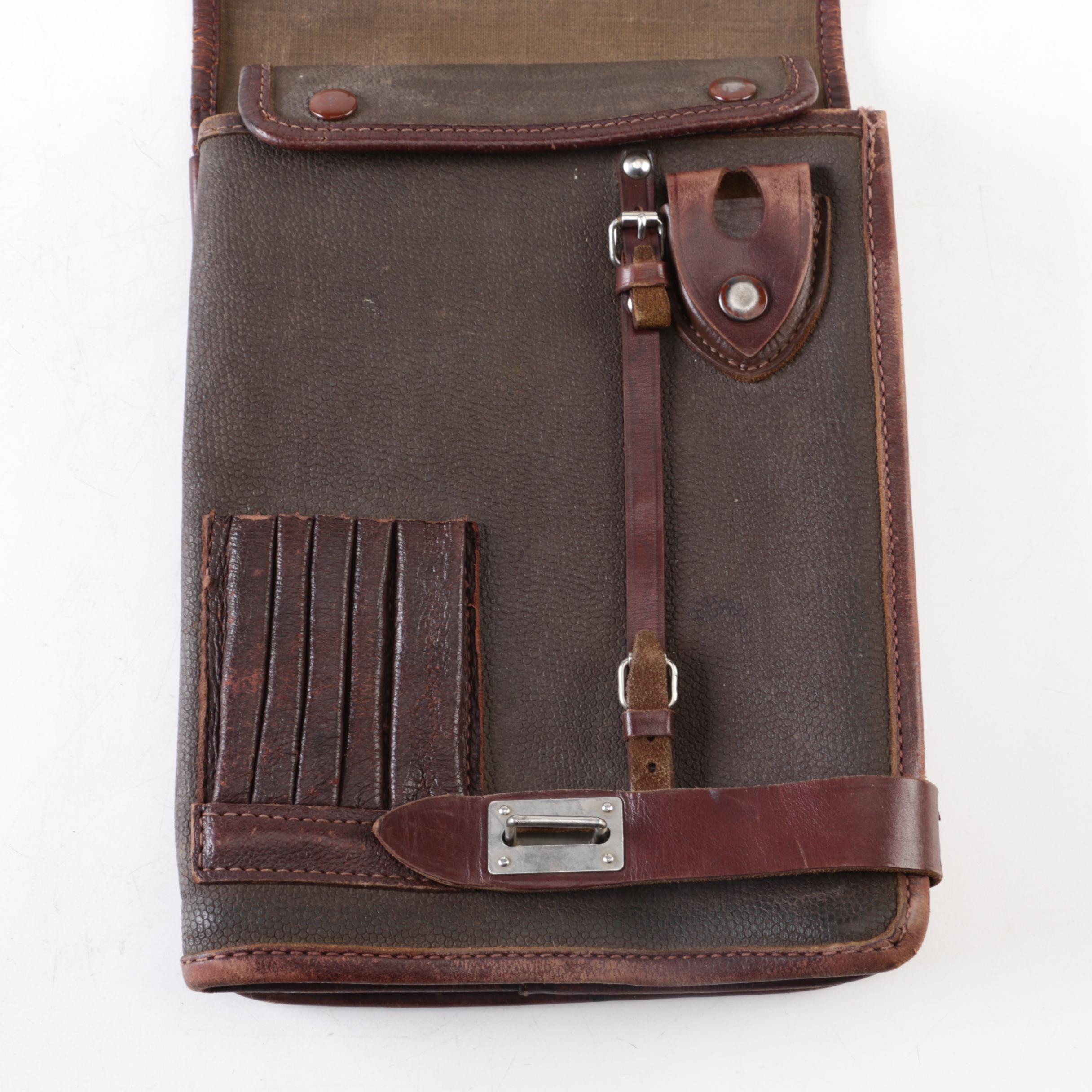 Vintage Leather Briefcase and Document Pouch
