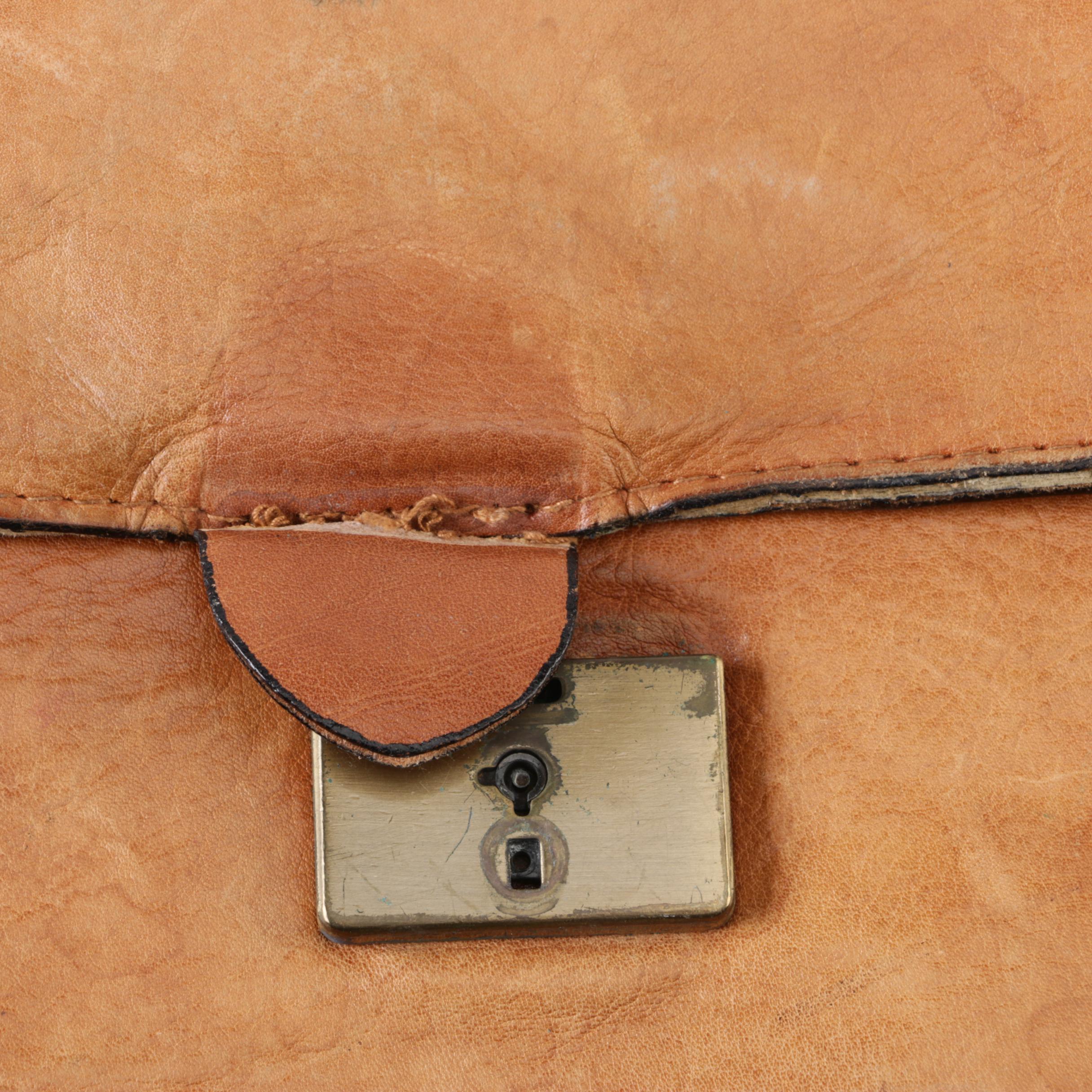 Vintage Leather Briefcase and Document Pouch