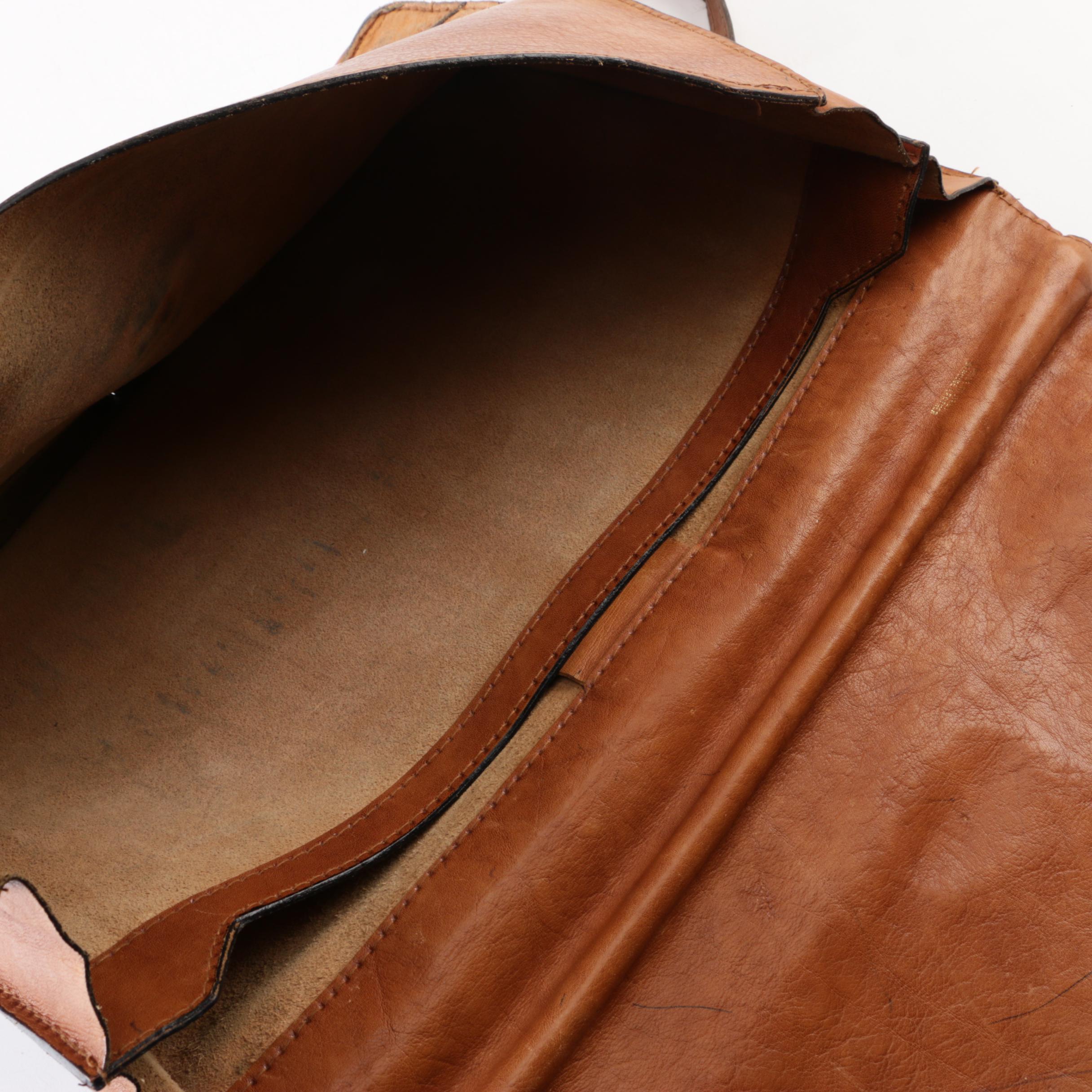 Vintage Leather Briefcase and Document Pouch