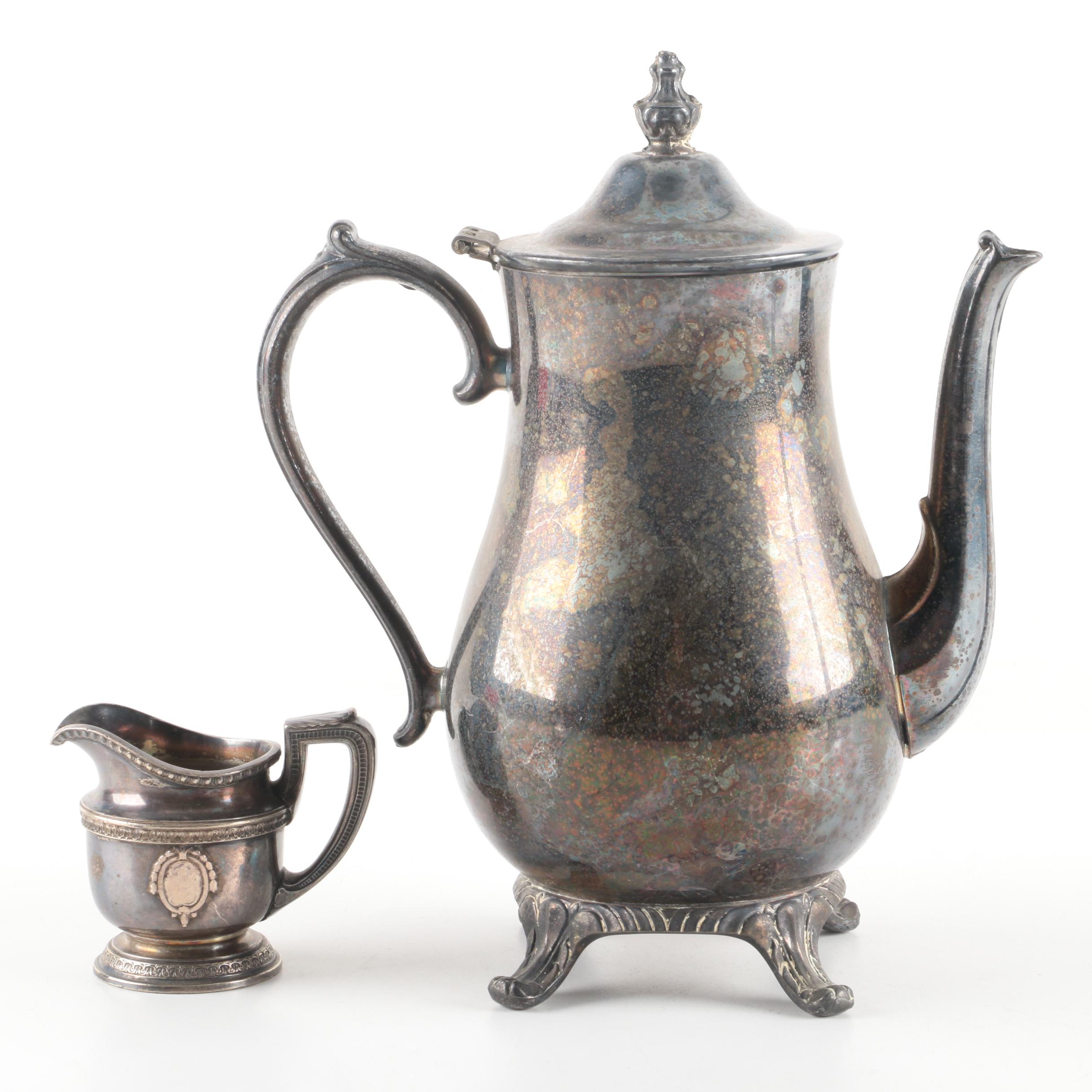 International Silver Co. Silver-Plated Coffee Pot with Gorham Creamer
