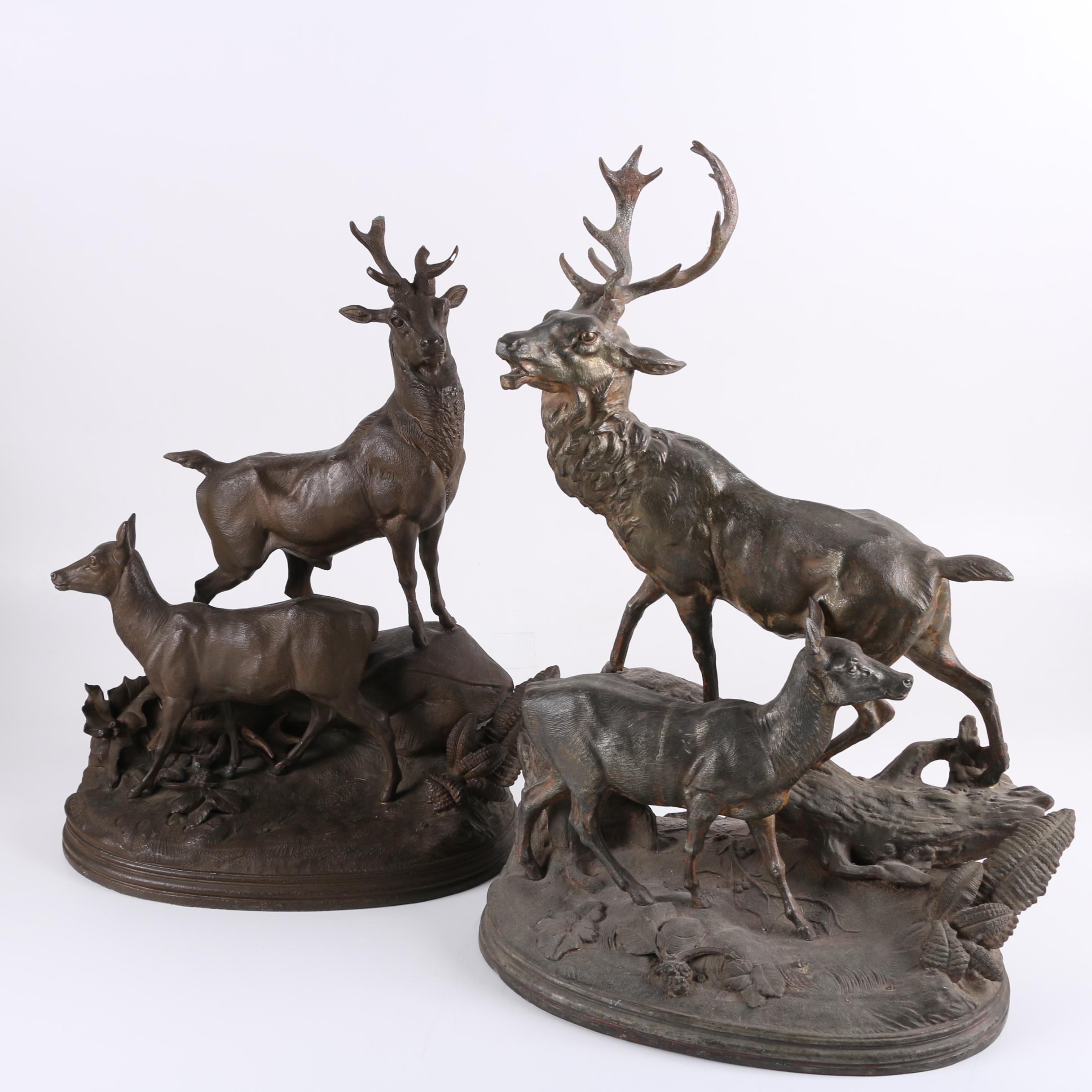 Spelter Sculptures of Deer