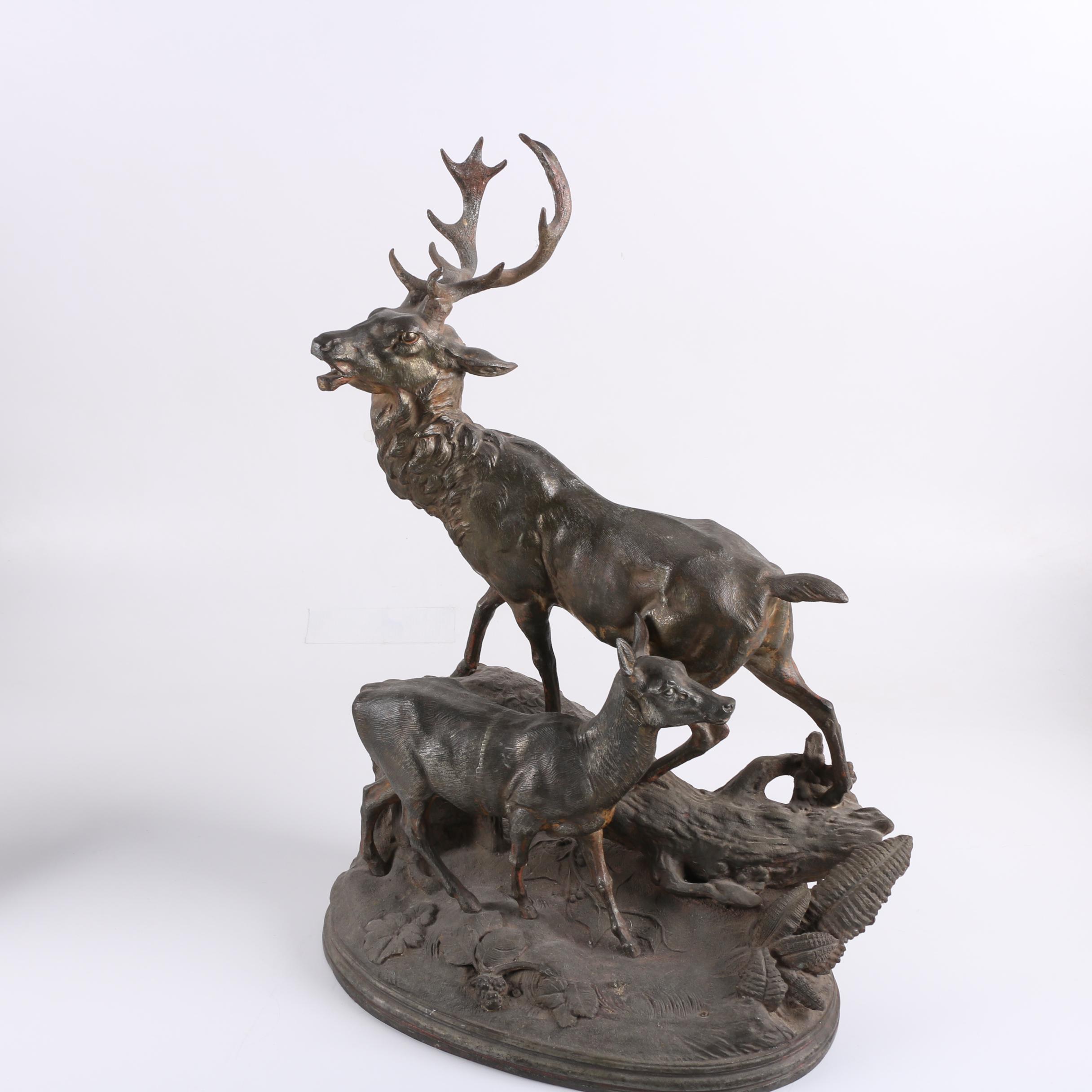 Spelter Sculptures of Deer