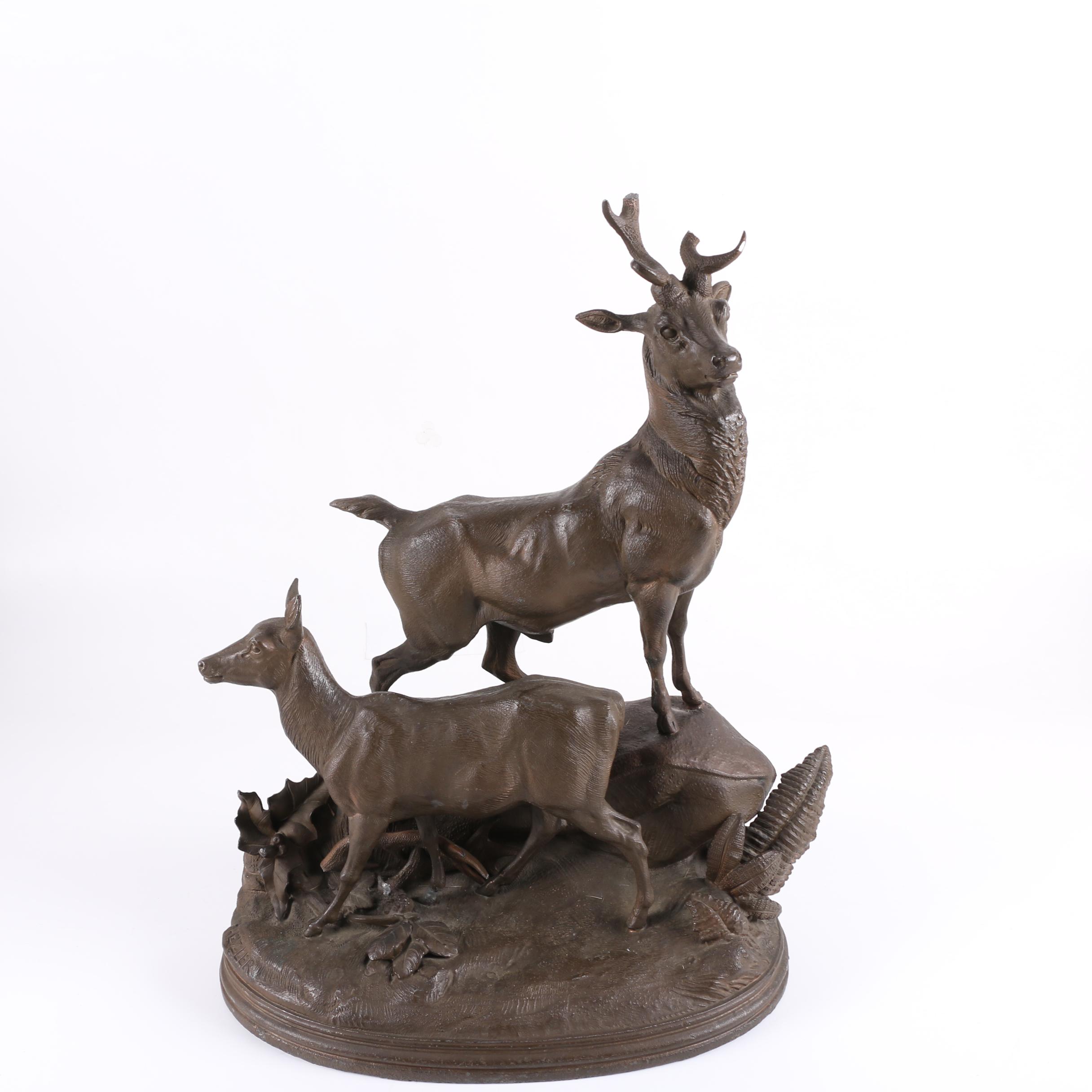 Spelter Sculptures of Deer