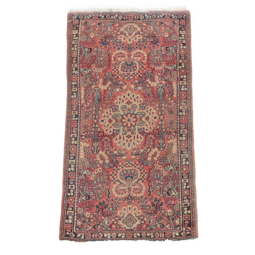 Hand-Knotted Persian Sarouk Wool Accent Rug
