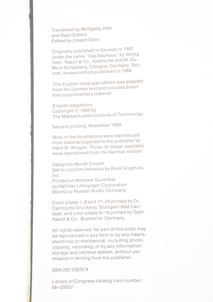 "The Bauhaus" by Hans M. Wingler Art Book