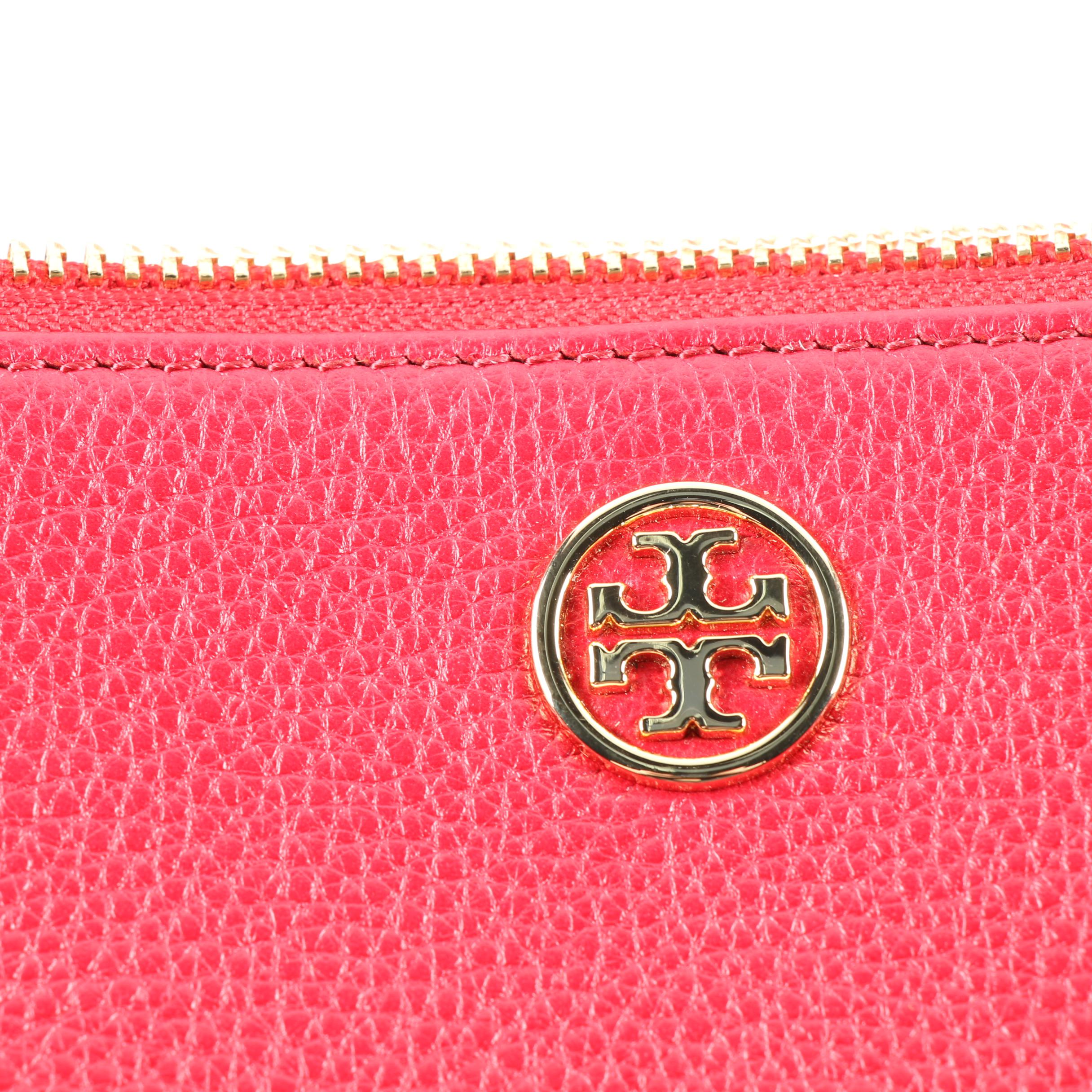 Tory Burch Robinson Pebbled Red Leather Fold-Over Crossbody Bag