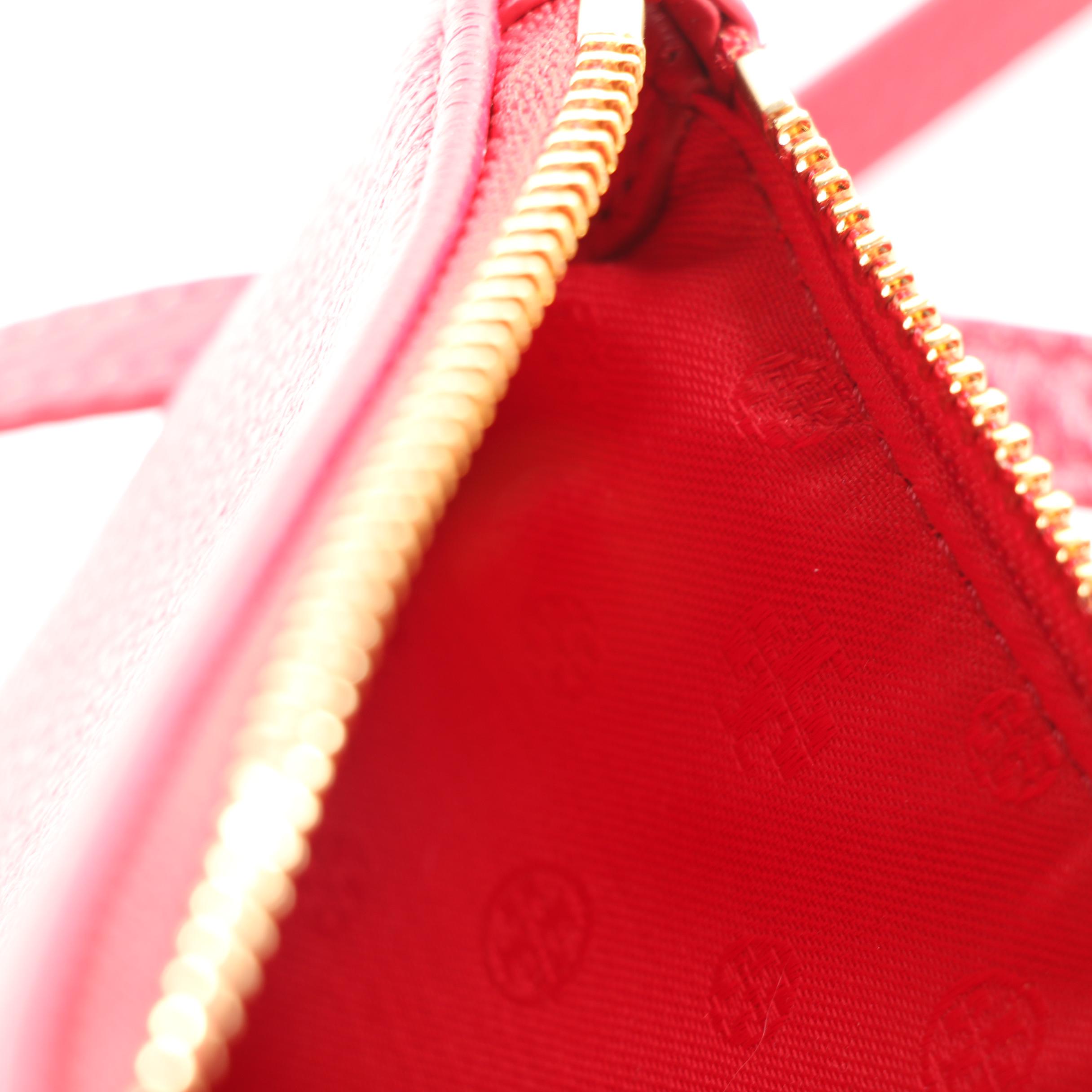 Tory Burch Robinson Pebbled Red Leather Fold-Over Crossbody Bag