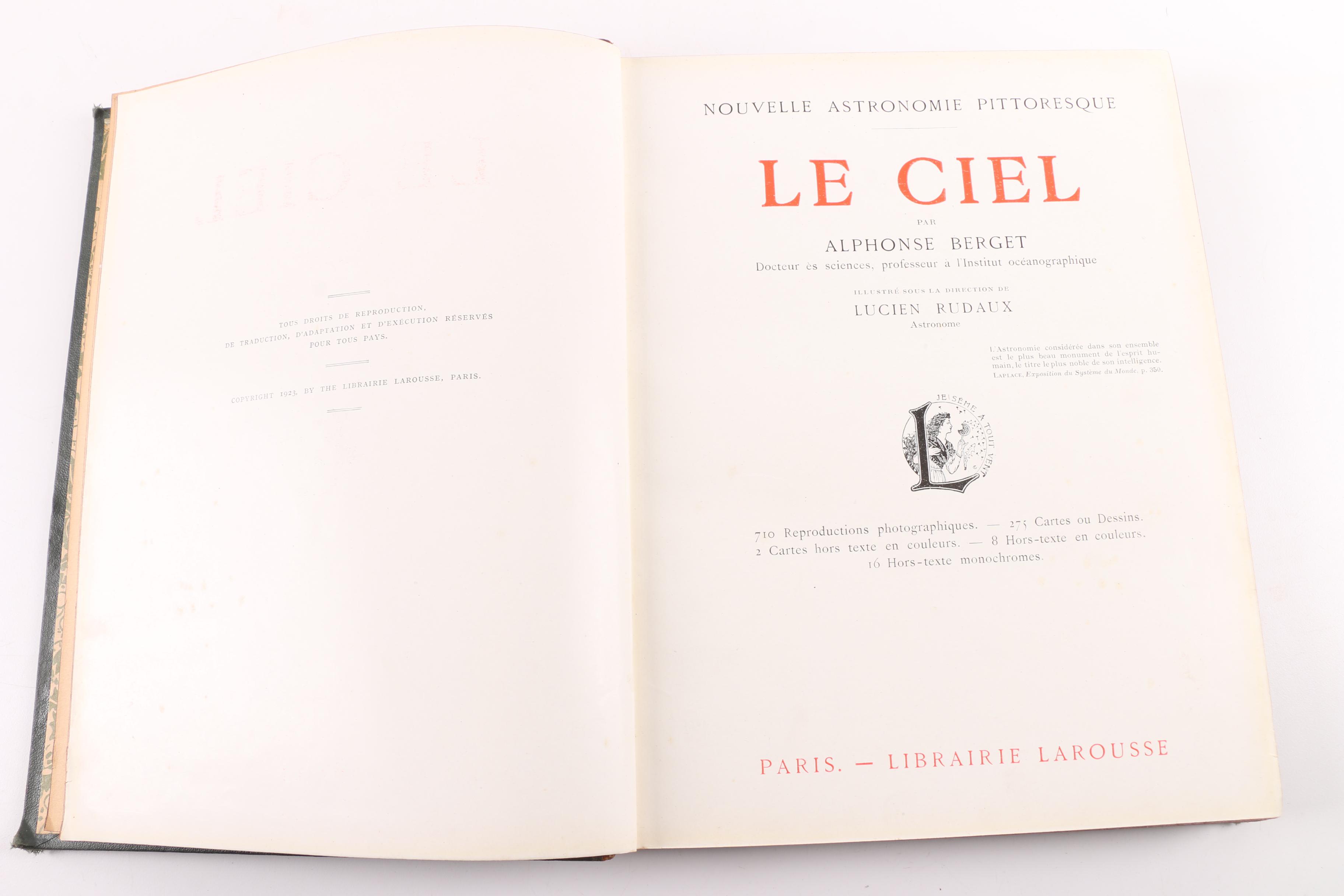 1923 "Le Ciel" Illustrated Astronomy Book by Alphonse Berget and Lucien Rudaux