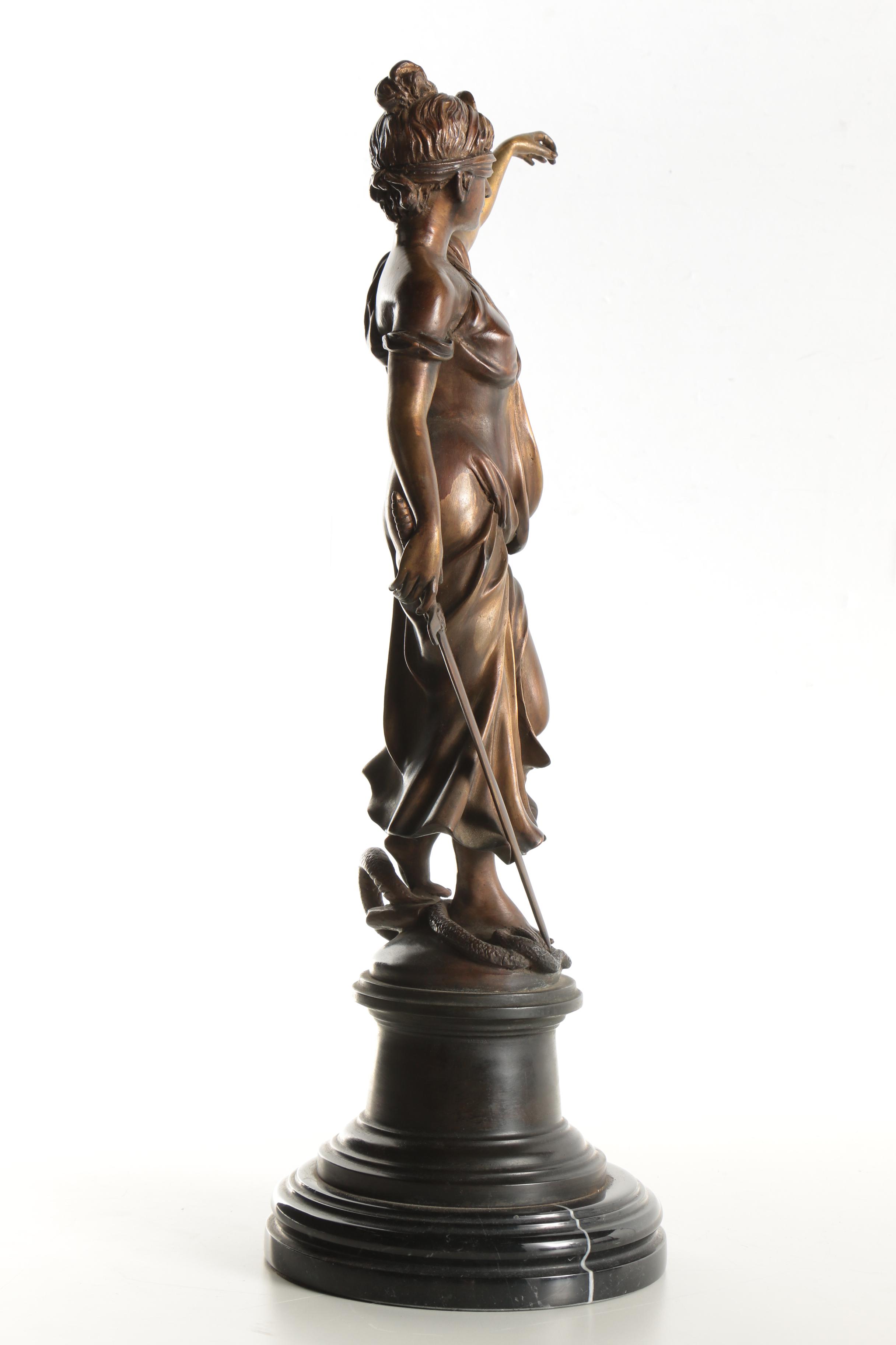Brass Sculpture of Lady Justice