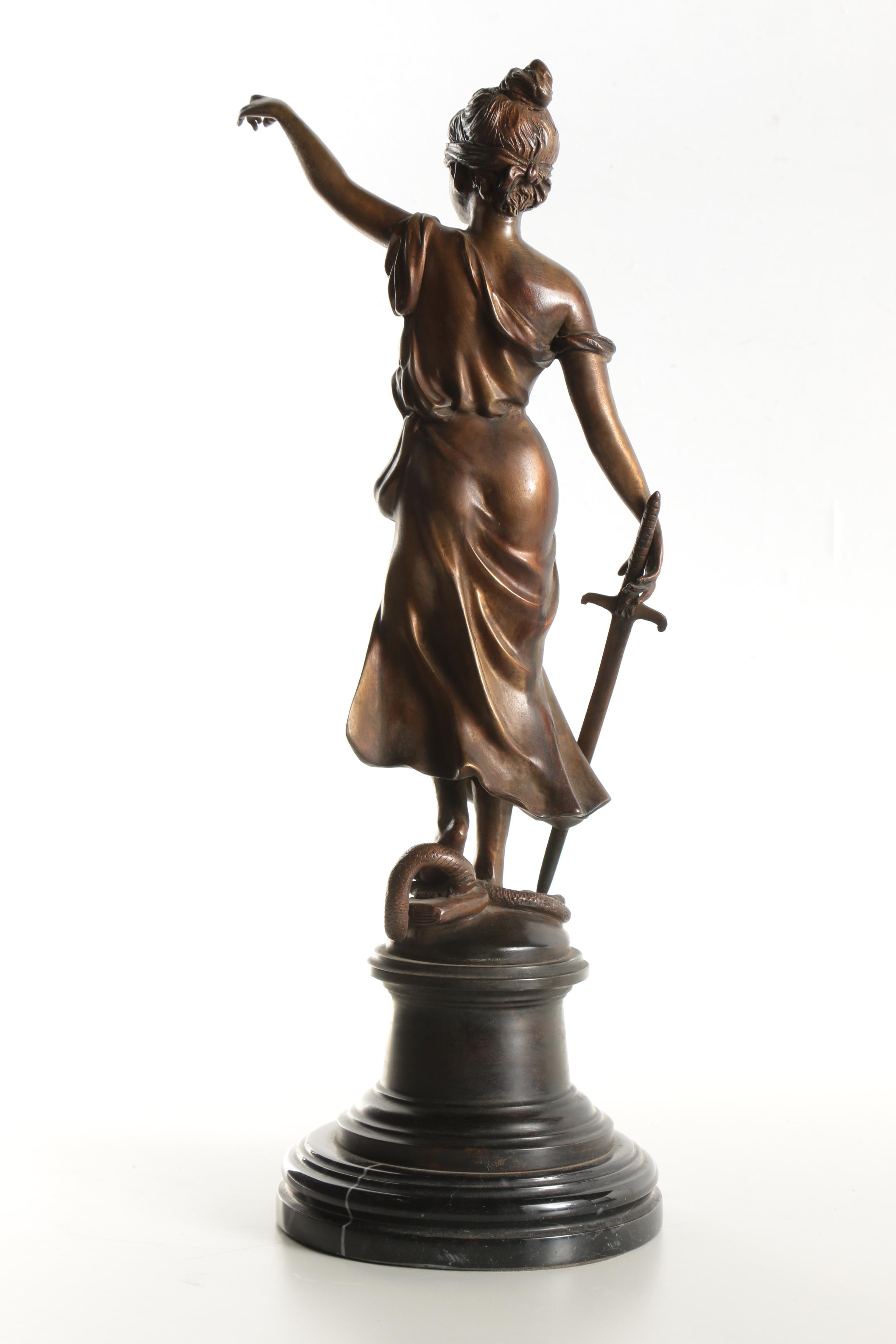 Brass Sculpture of Lady Justice