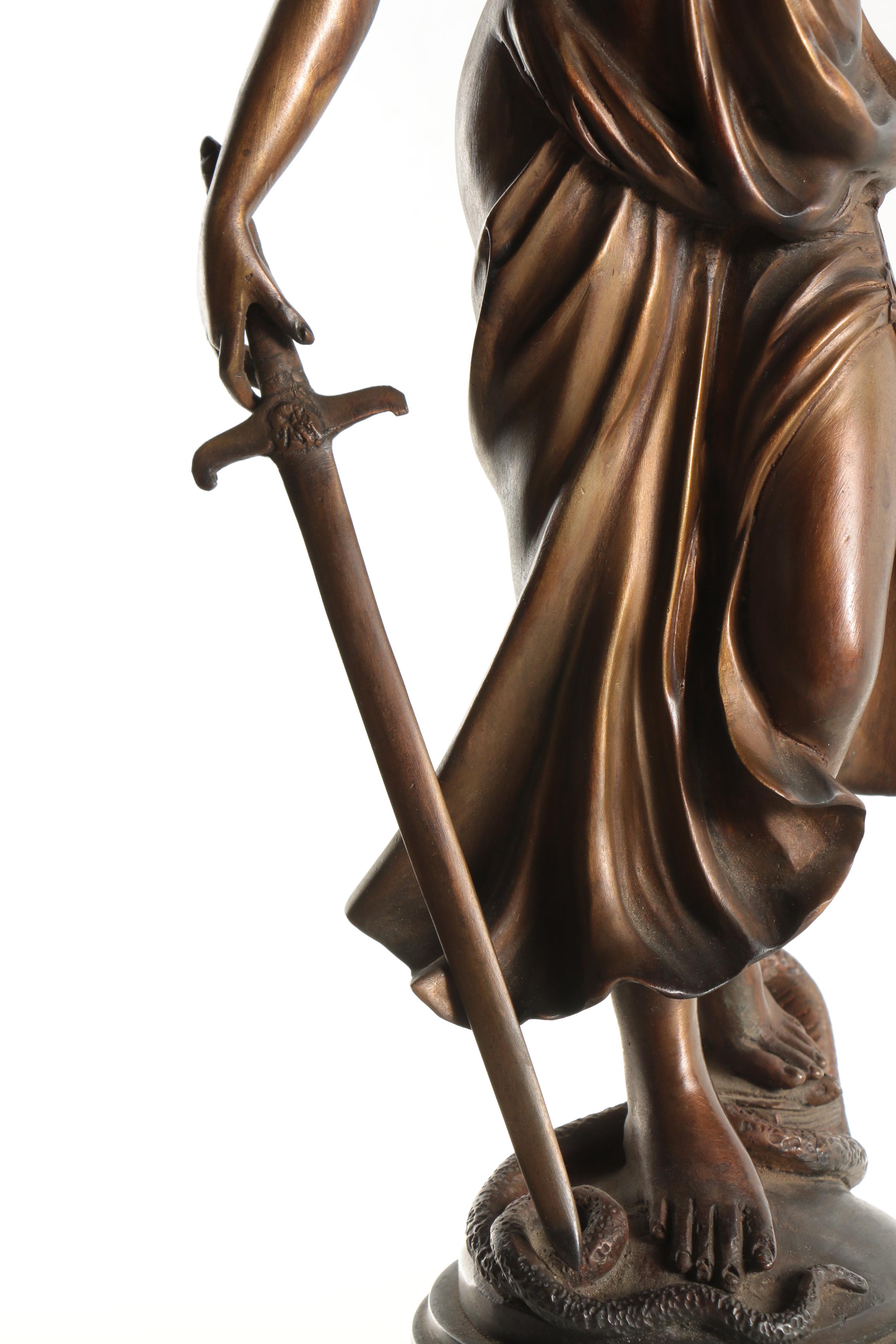 Brass Sculpture of Lady Justice