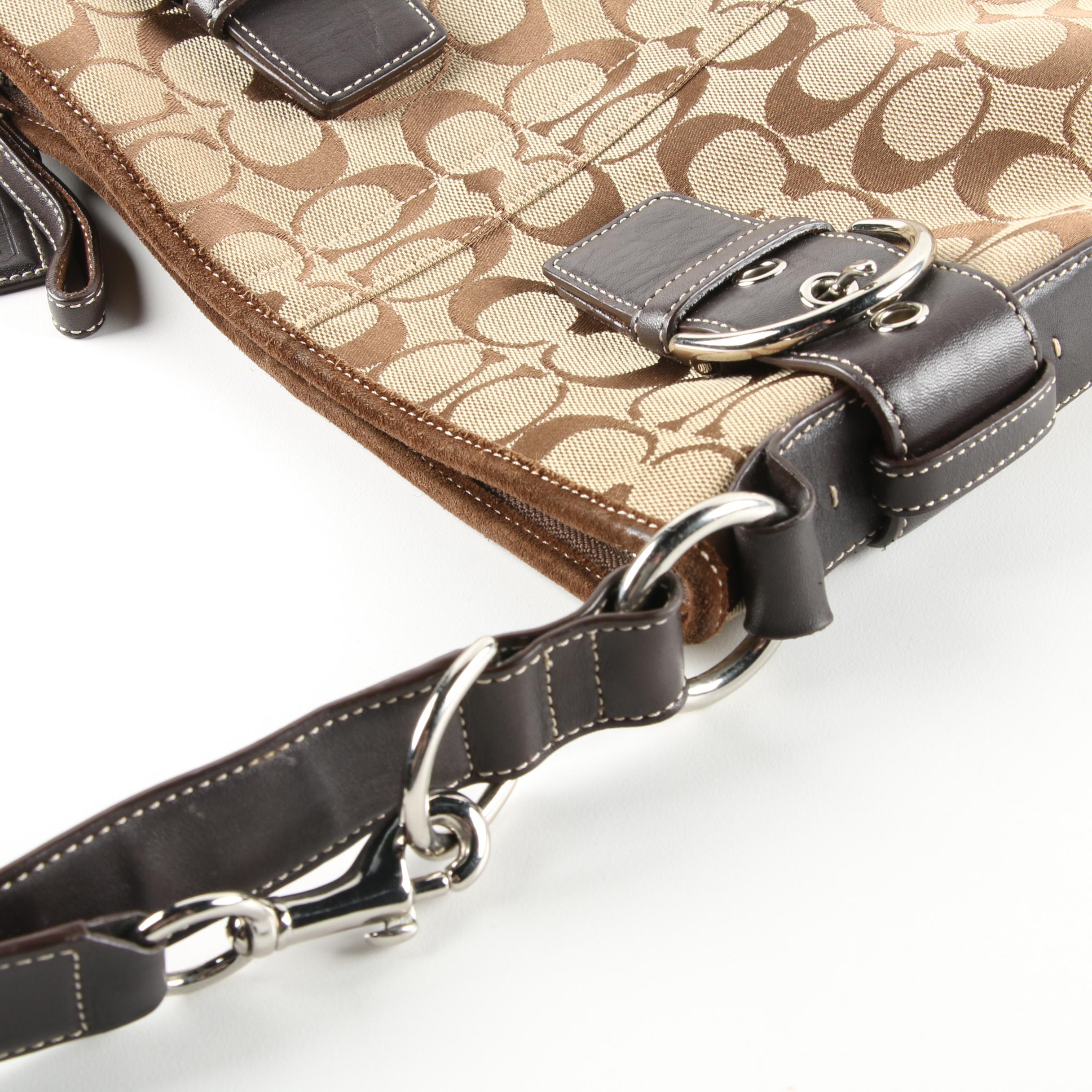 Coach Signature Soho Canvas and Suede Duffel