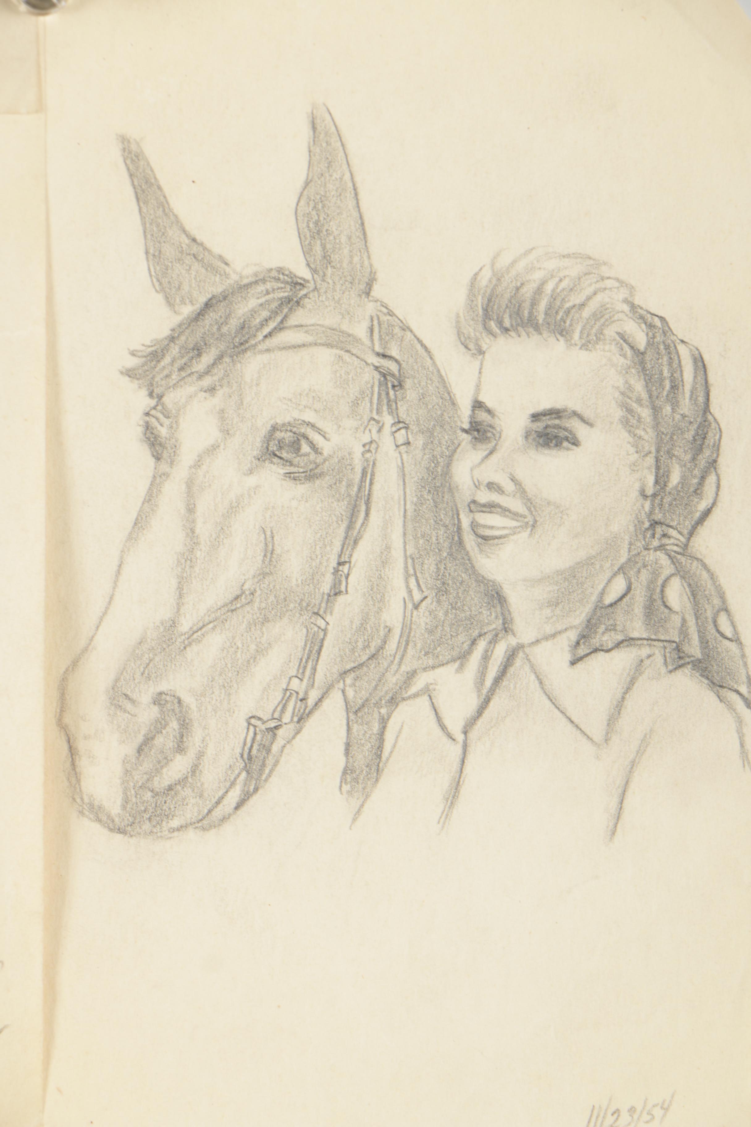 Metz Graphite Sketches Featuring Portraits of Men and Women