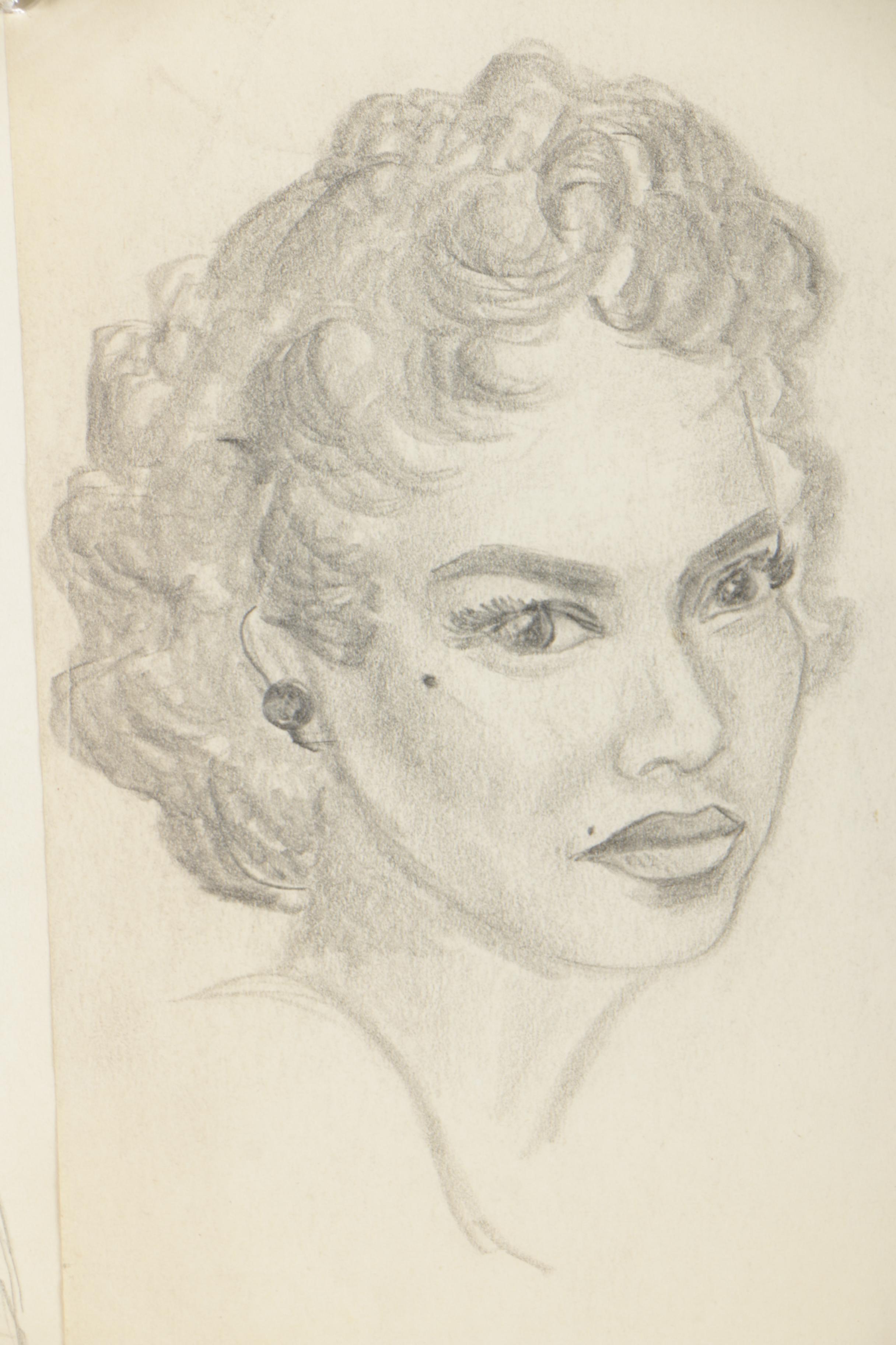 Metz Graphite Sketches Featuring Portraits of Men and Women