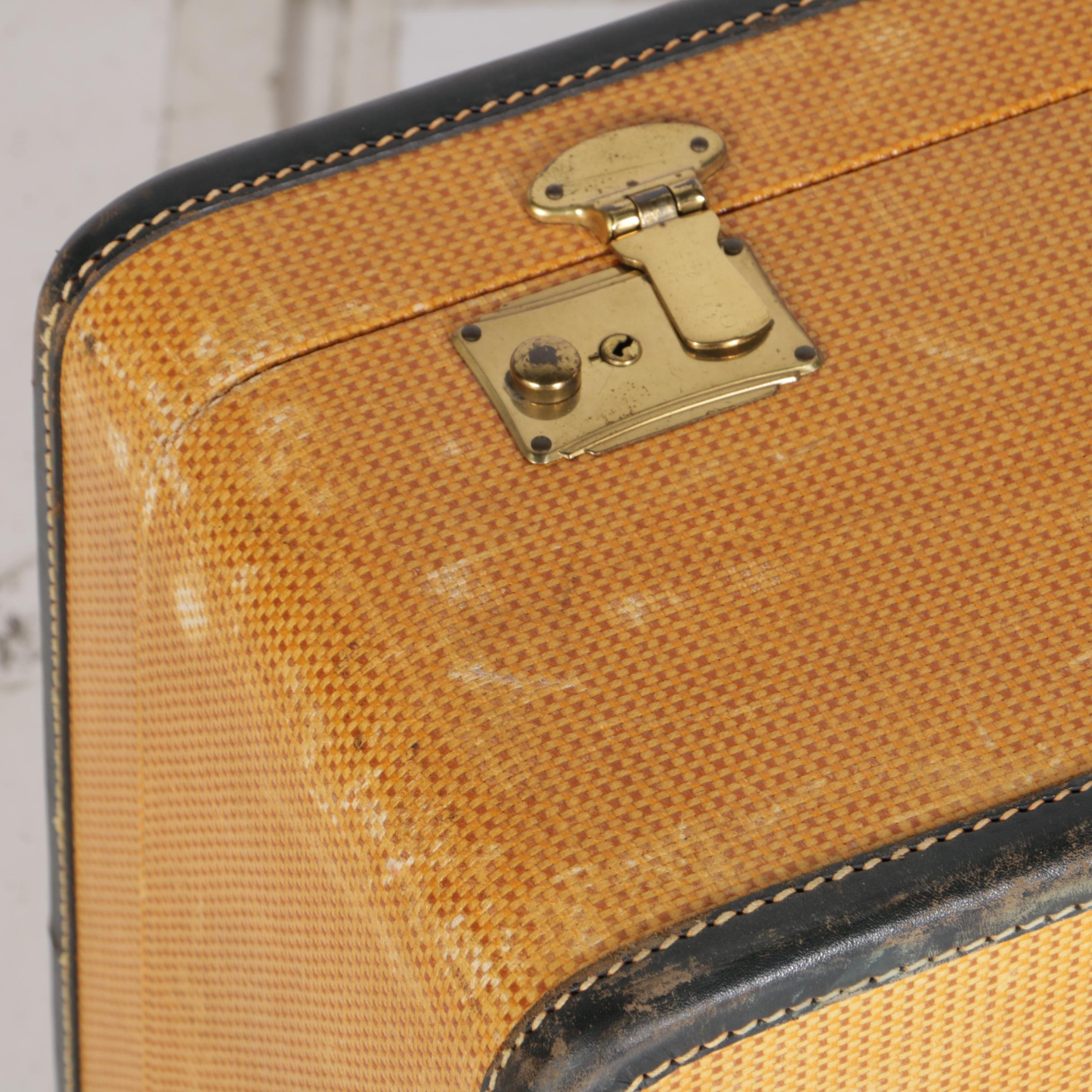 Vintage K. Kaufmann & Co. Yellow Canvas Suitcases