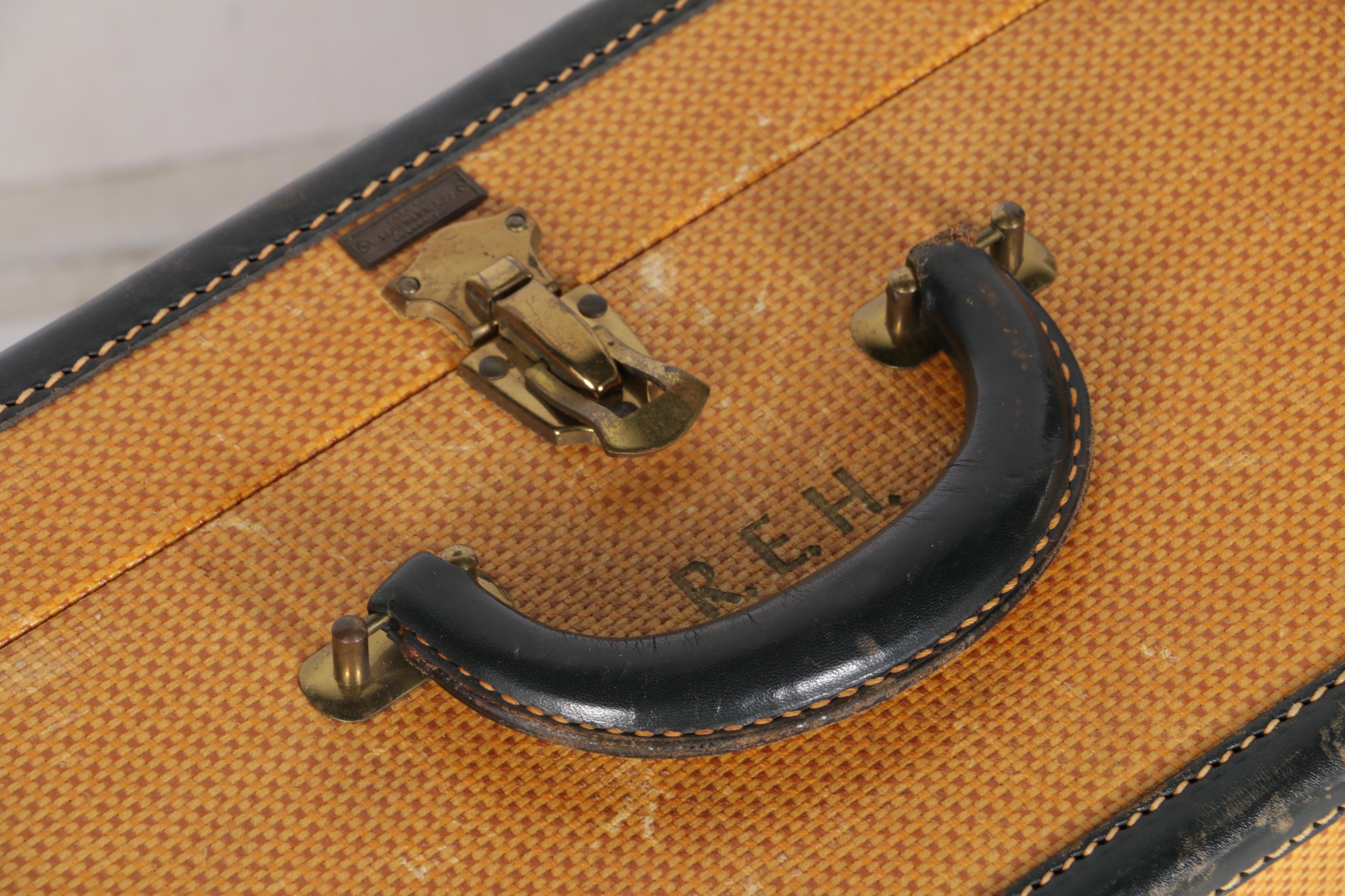 Vintage K. Kaufmann & Co. Yellow Canvas Suitcases