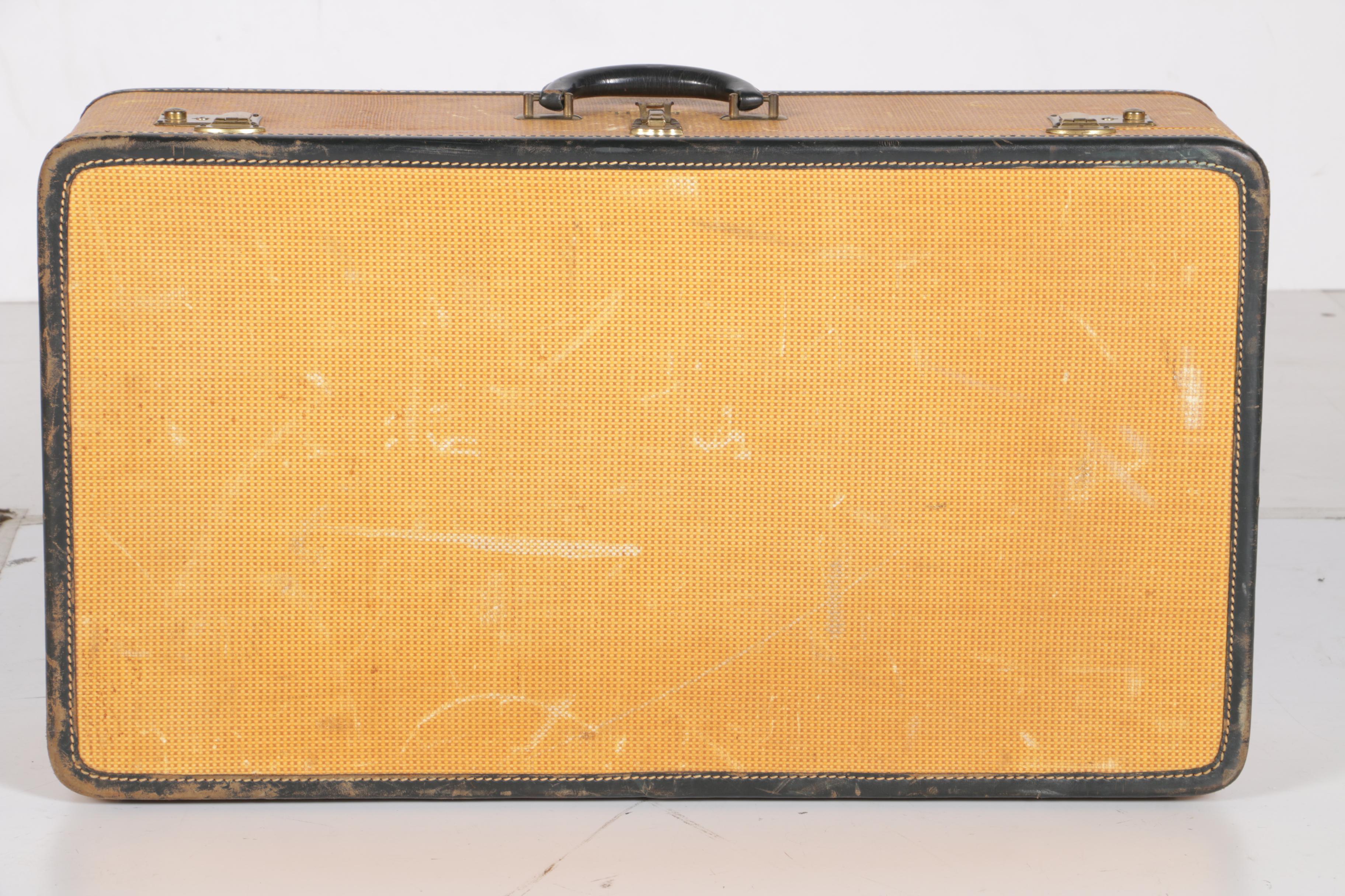 Vintage K. Kaufmann & Co. Yellow Canvas Suitcases