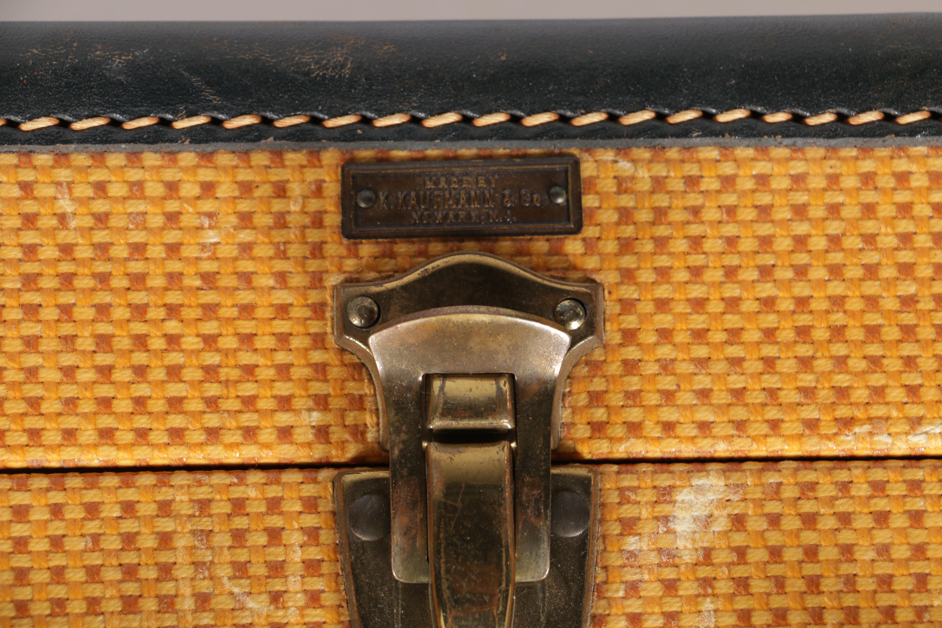 Vintage K. Kaufmann & Co. Yellow Canvas Suitcases