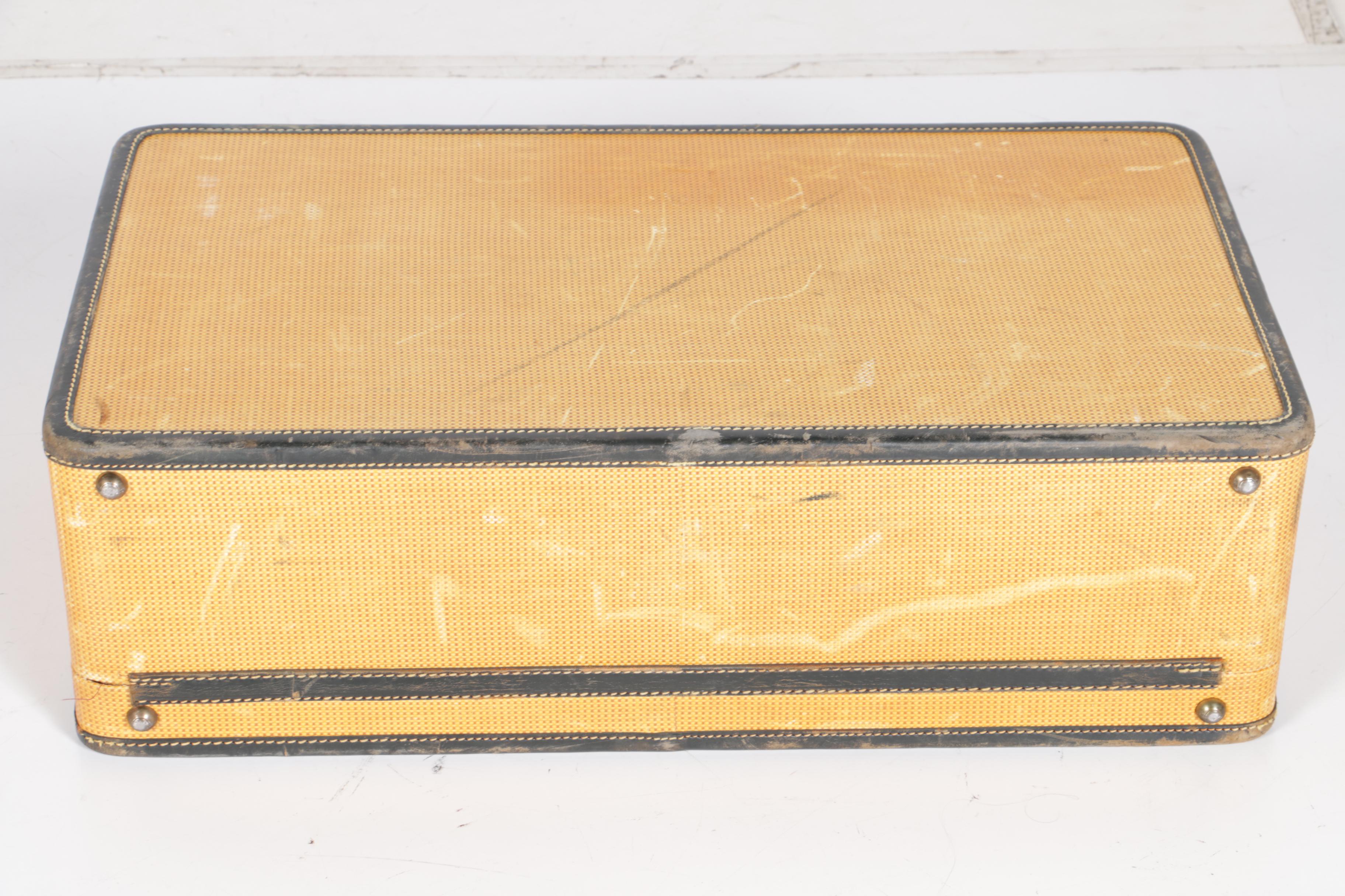 Vintage K. Kaufmann & Co. Yellow Canvas Suitcases