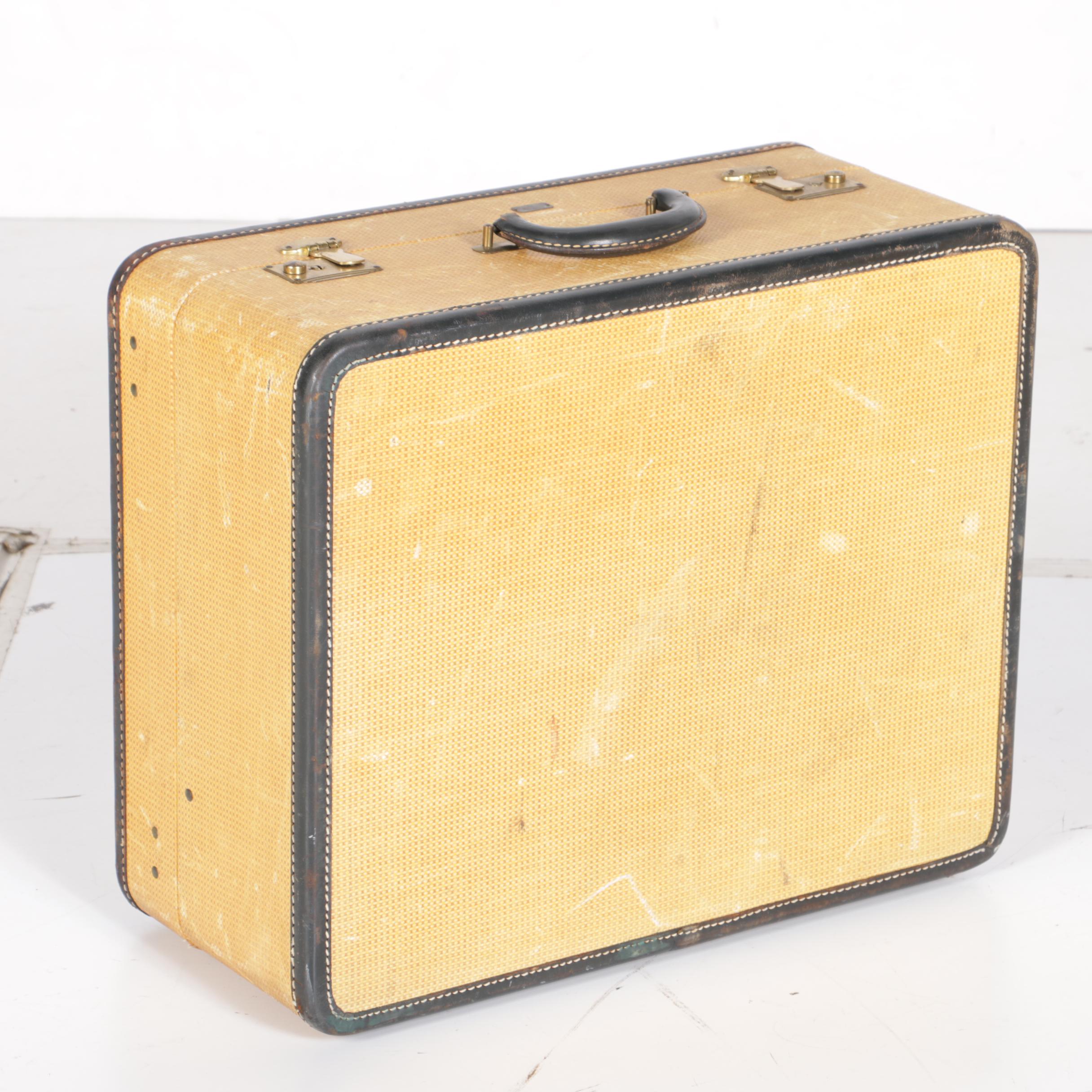 Vintage K. Kaufmann & Co. Yellow Canvas Suitcases
