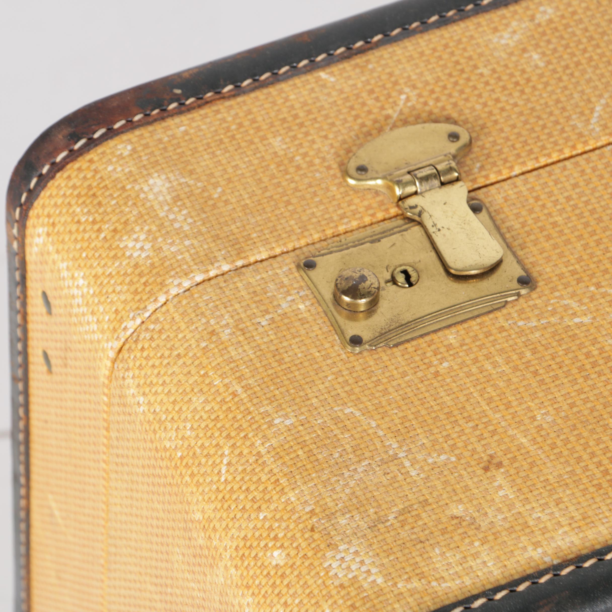 Vintage K. Kaufmann & Co. Yellow Canvas Suitcases