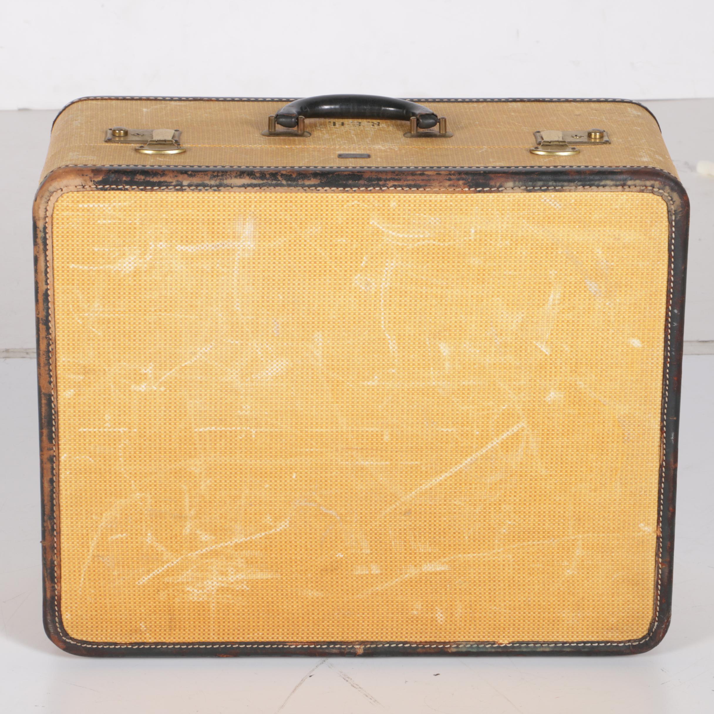 Vintage K. Kaufmann & Co. Yellow Canvas Suitcases