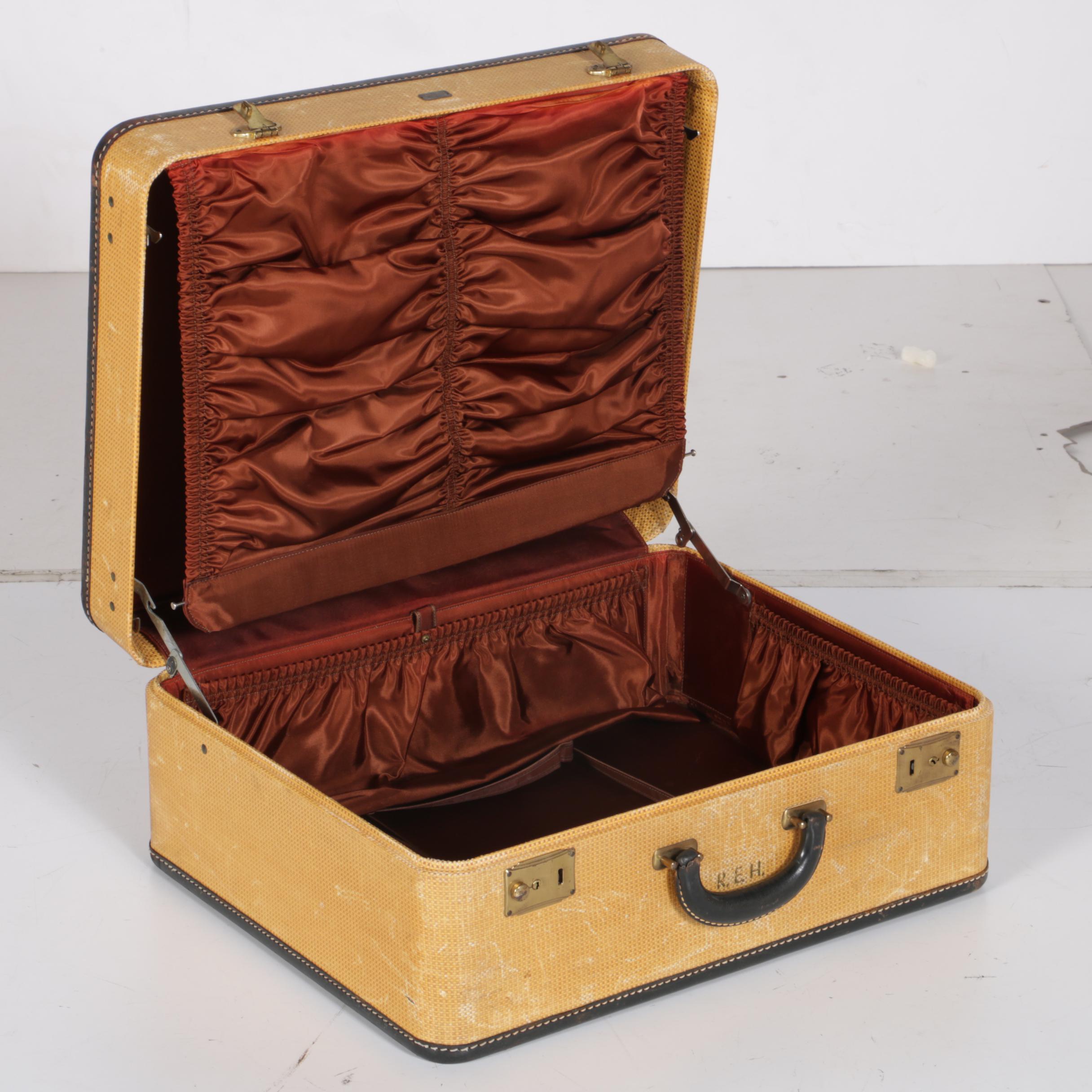 Vintage K. Kaufmann & Co. Yellow Canvas Suitcases