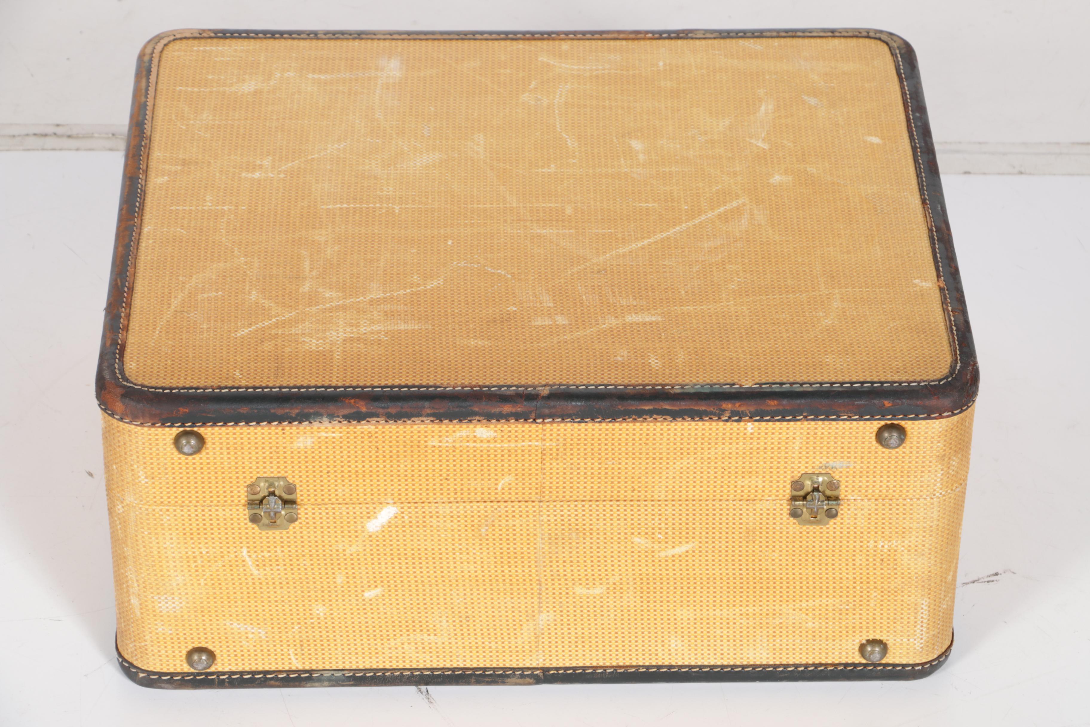 Vintage K. Kaufmann & Co. Yellow Canvas Suitcases