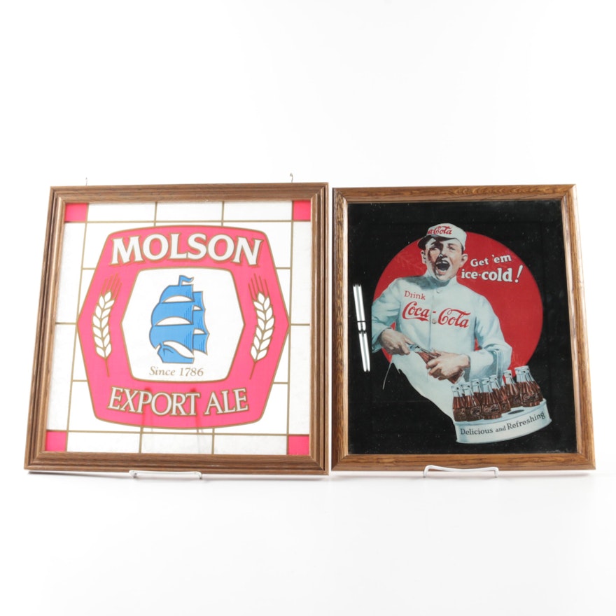 Molson Ale and Coca-Cola Decorative Mirrors