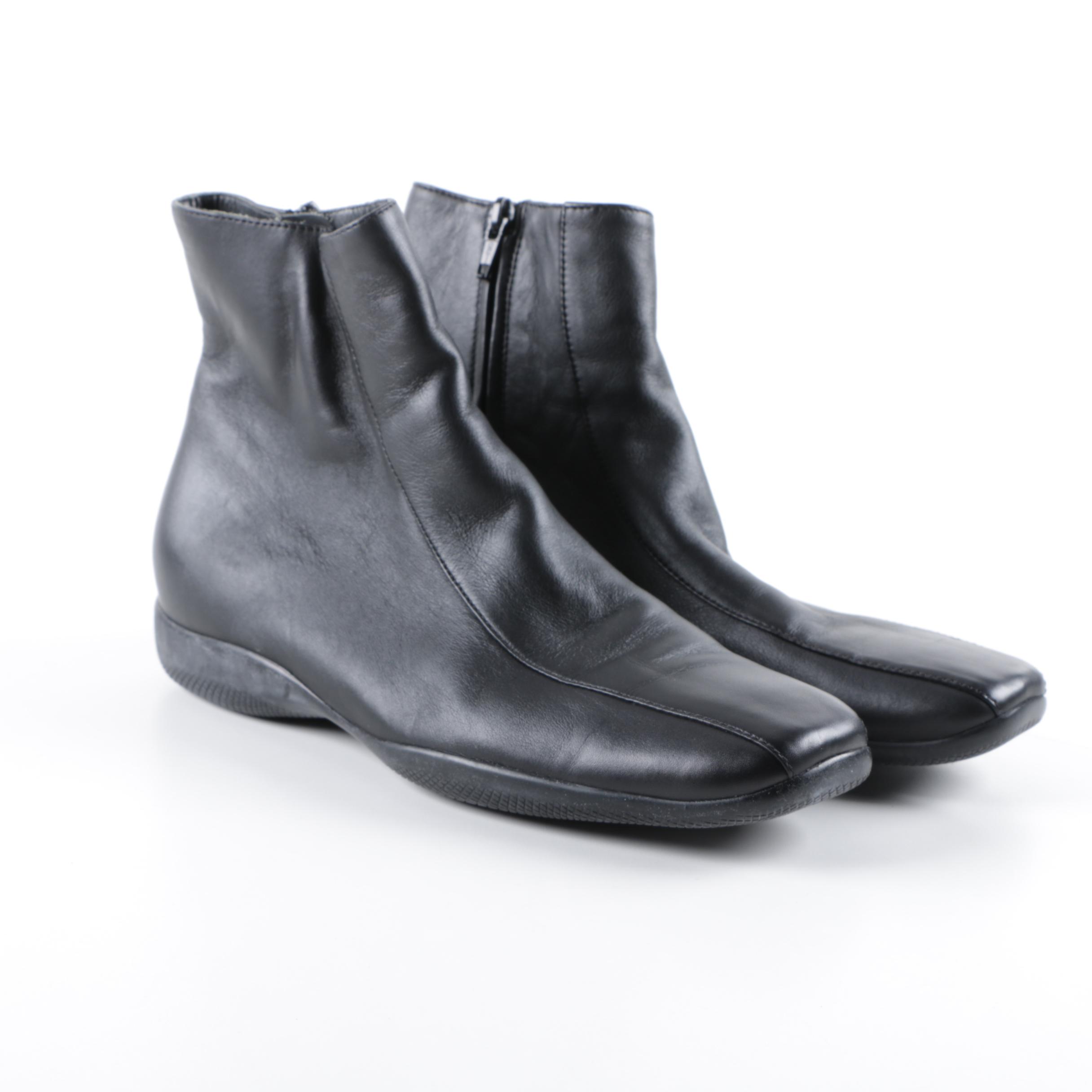 Women's Prada Black Leather Ankle Boots