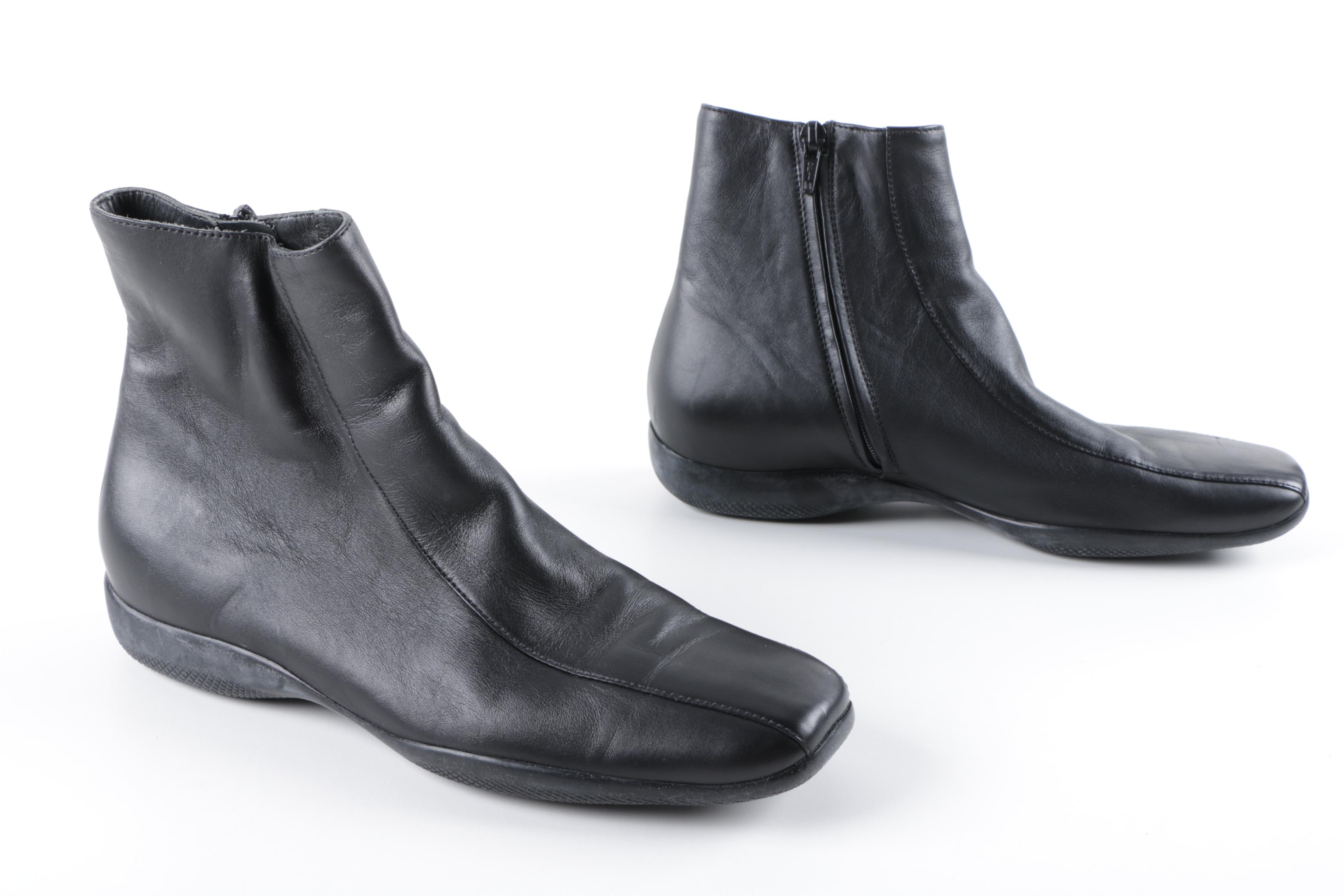 Women's Prada Black Leather Ankle Boots