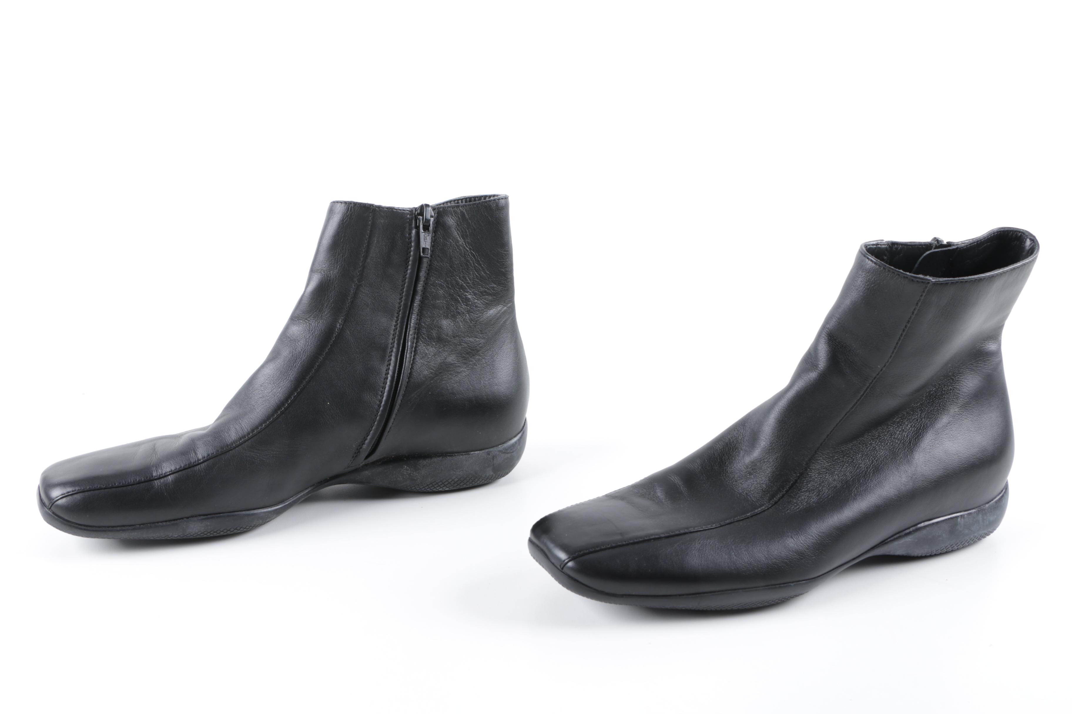 Women's Prada Black Leather Ankle Boots