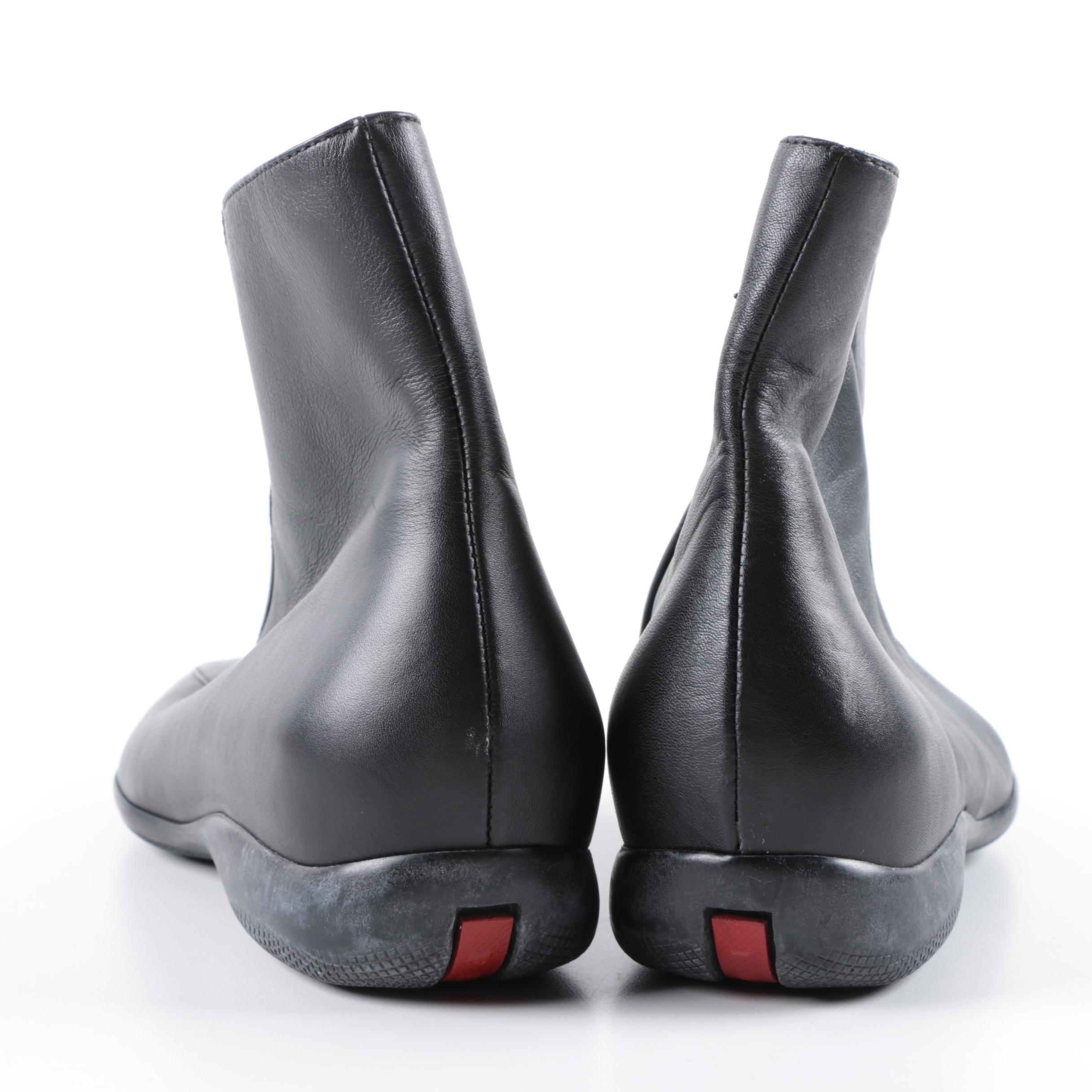 Women's Prada Black Leather Ankle Boots