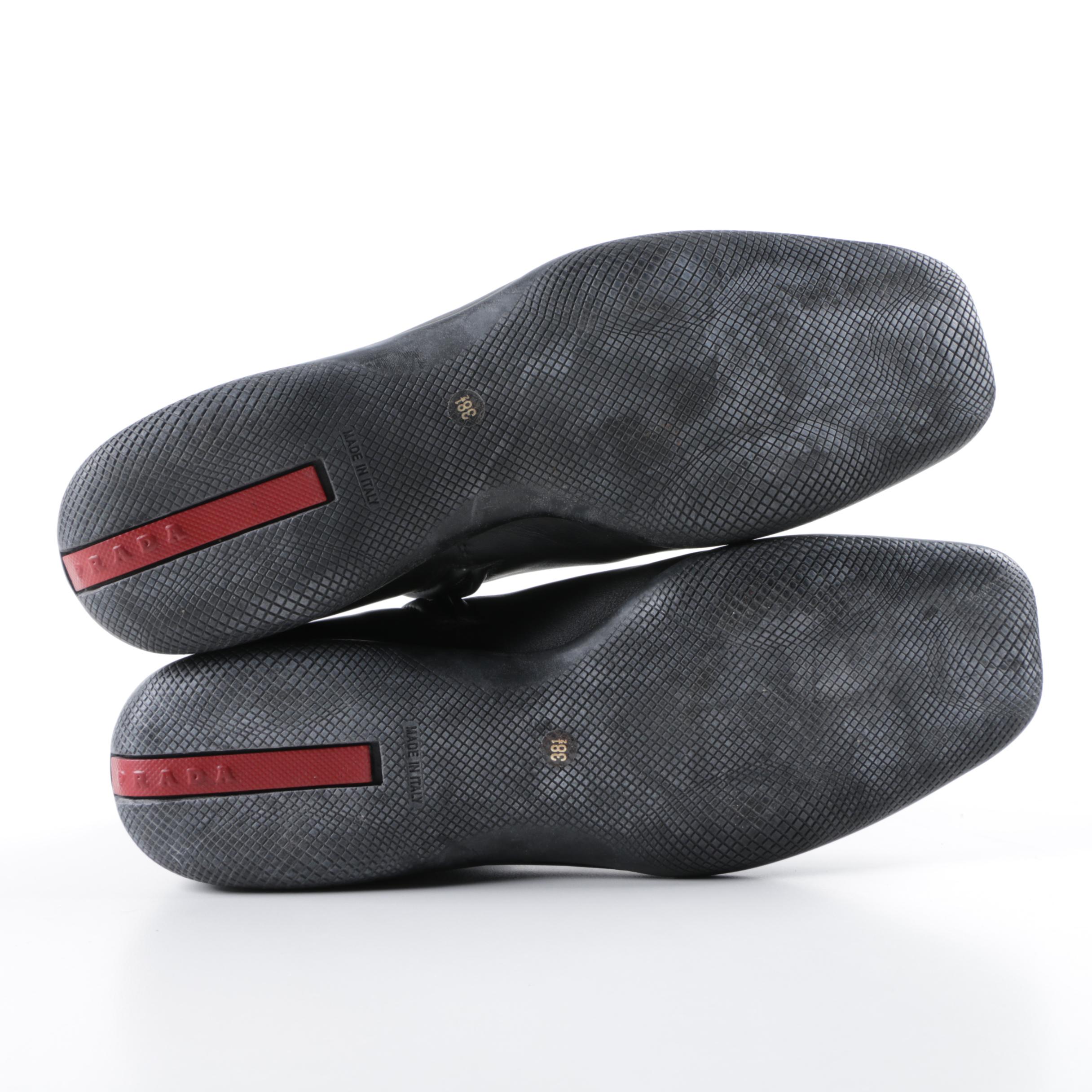 Women's Prada Black Leather Ankle Boots